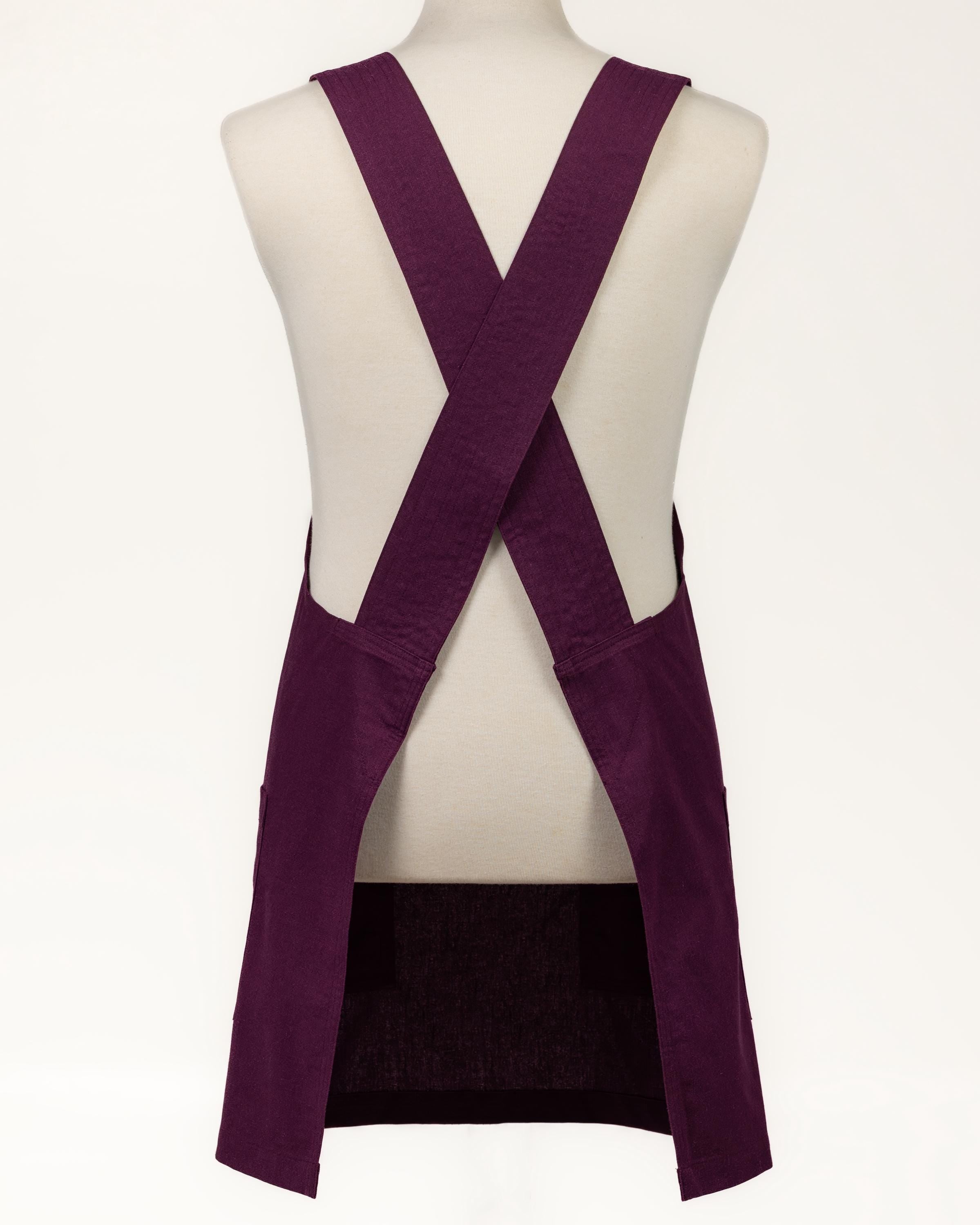 Maroon Linen Crossback Chore Apron