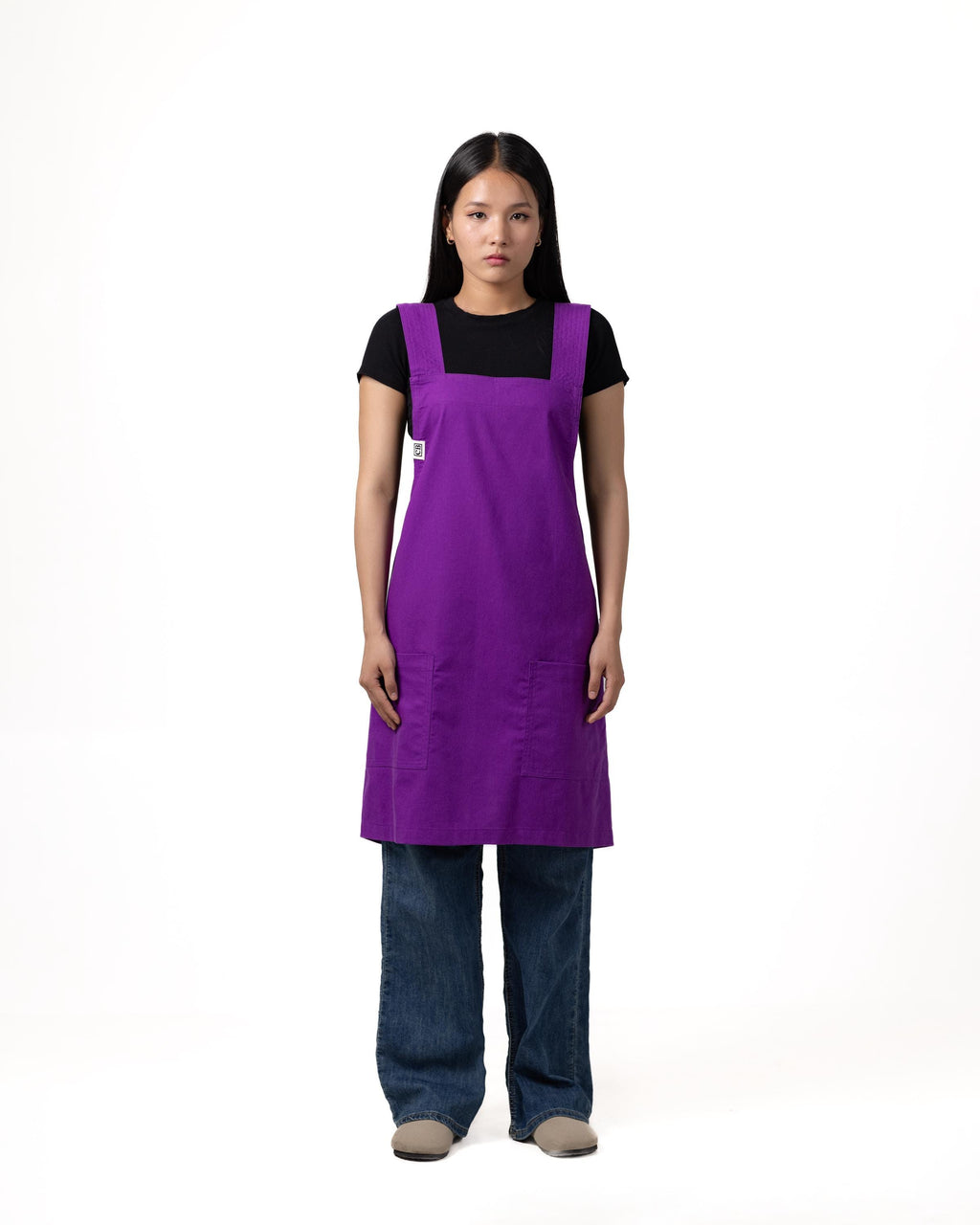 Purple Linen Crossback Chore Apron