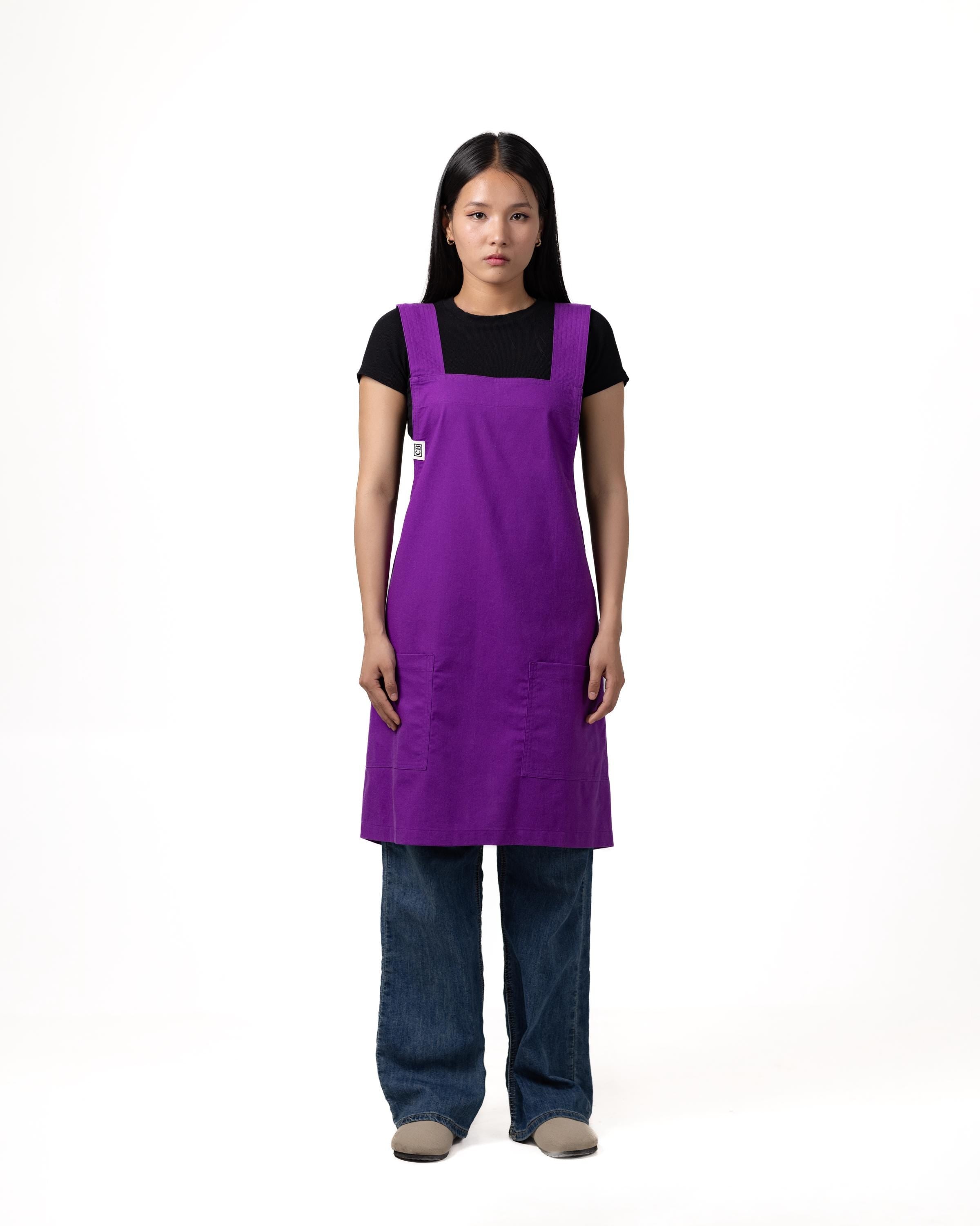 Purple Linen Crossback Chore Apron