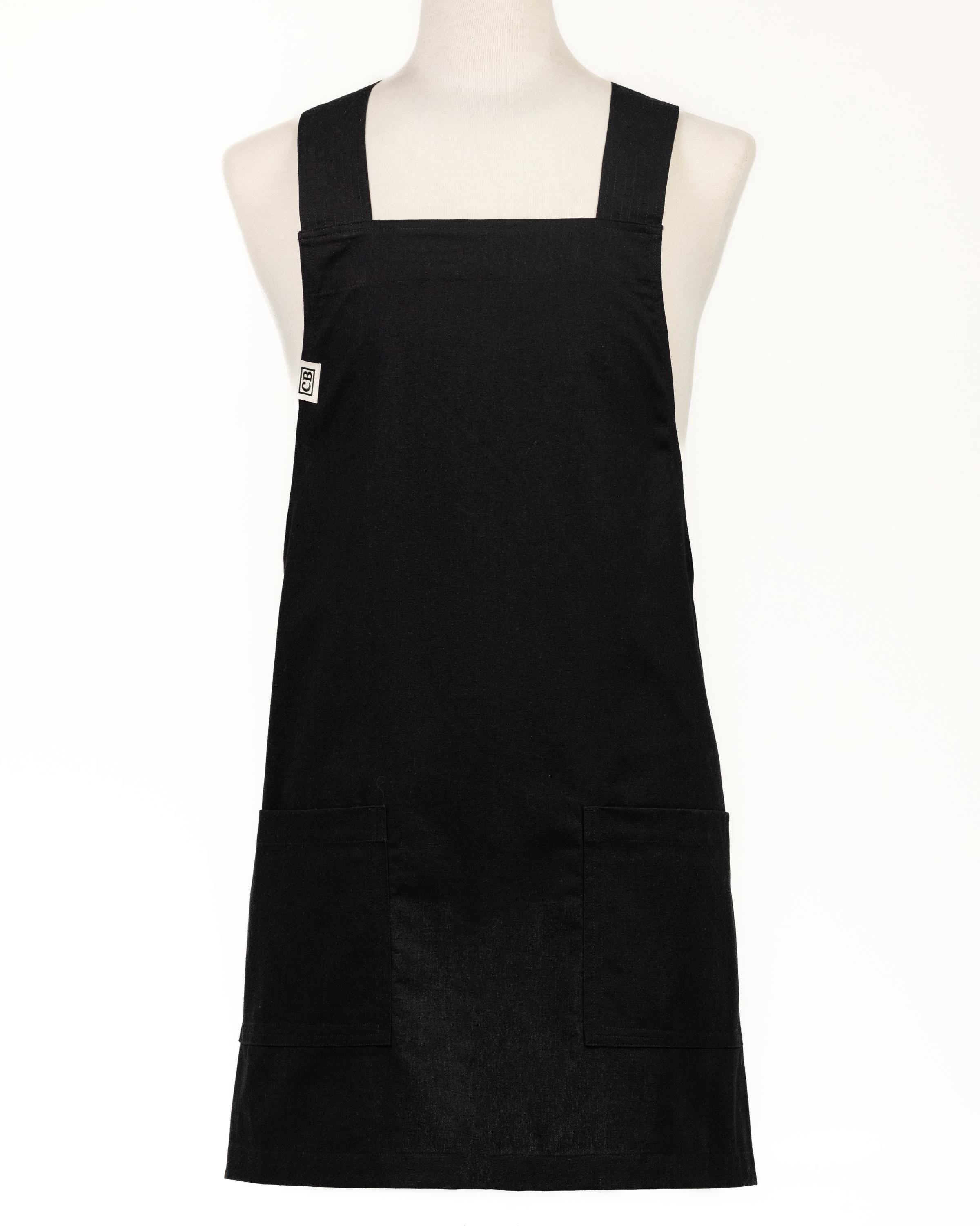 Black Linen Crossback Chore Apron