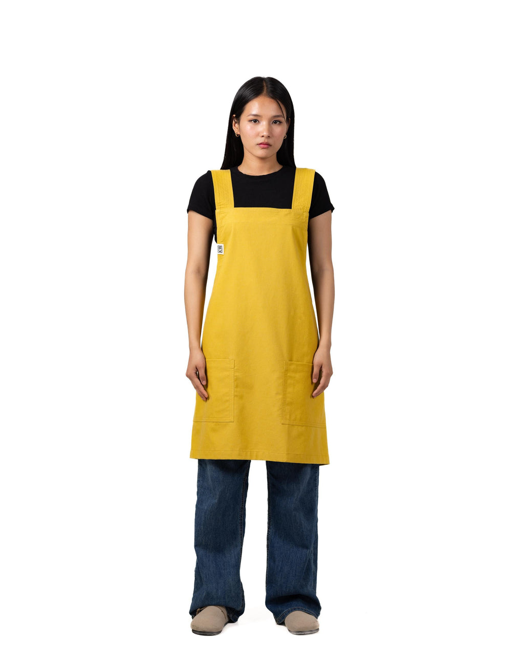 Mustard Linen Crossback Chore Apron