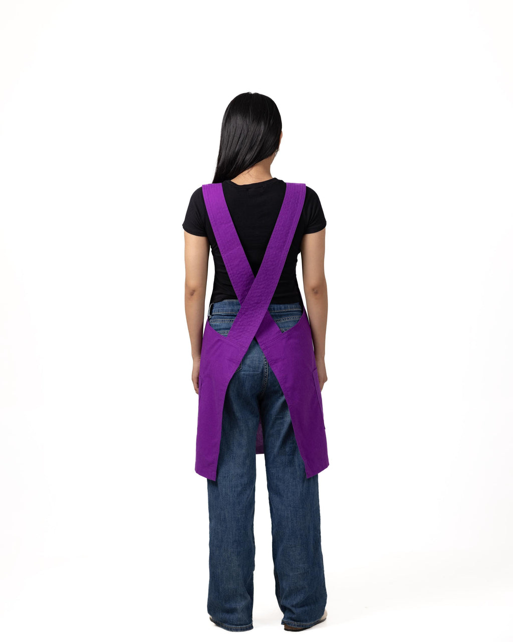 Purple Linen Crossback Chore Apron