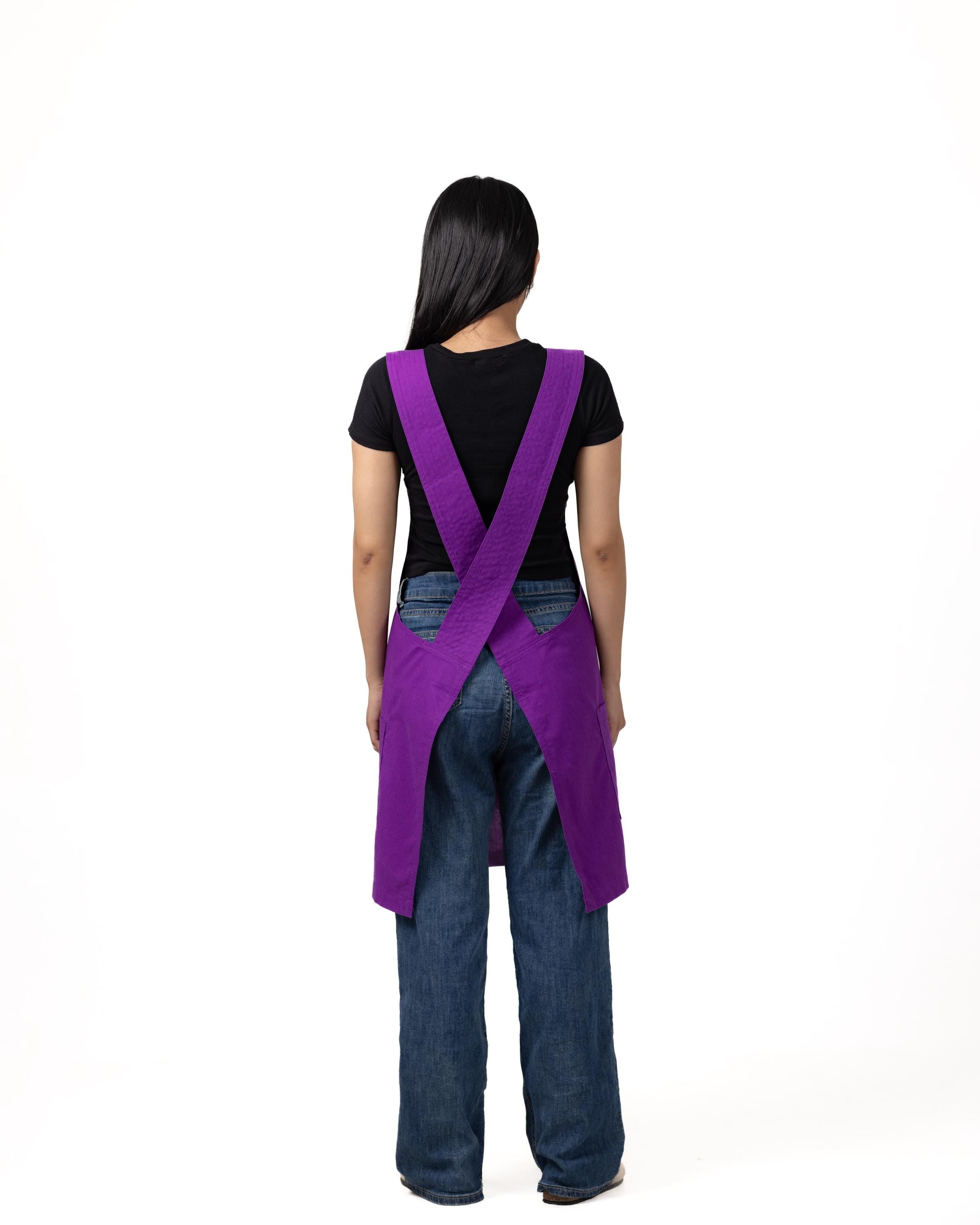 Purple Linen Crossback Chore Apron