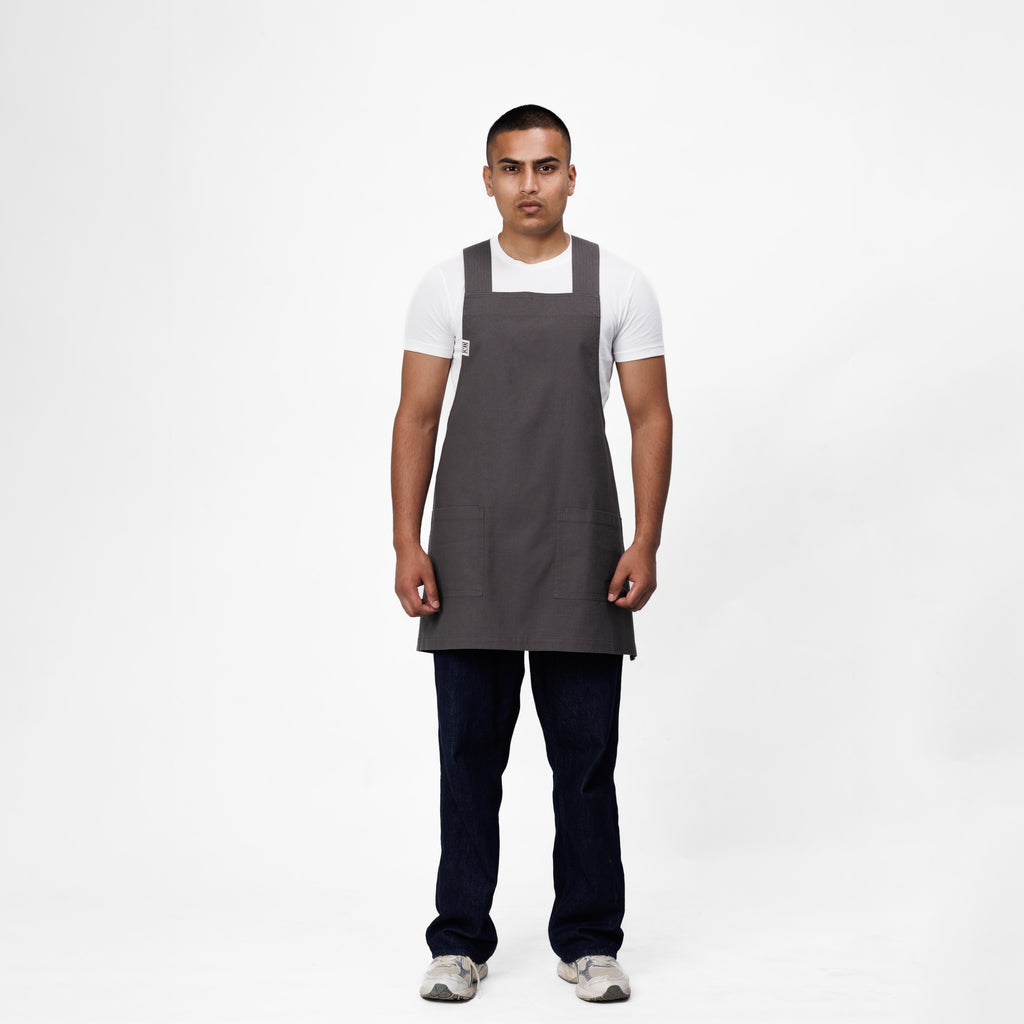 Gray Linen Crossback Chore Apron