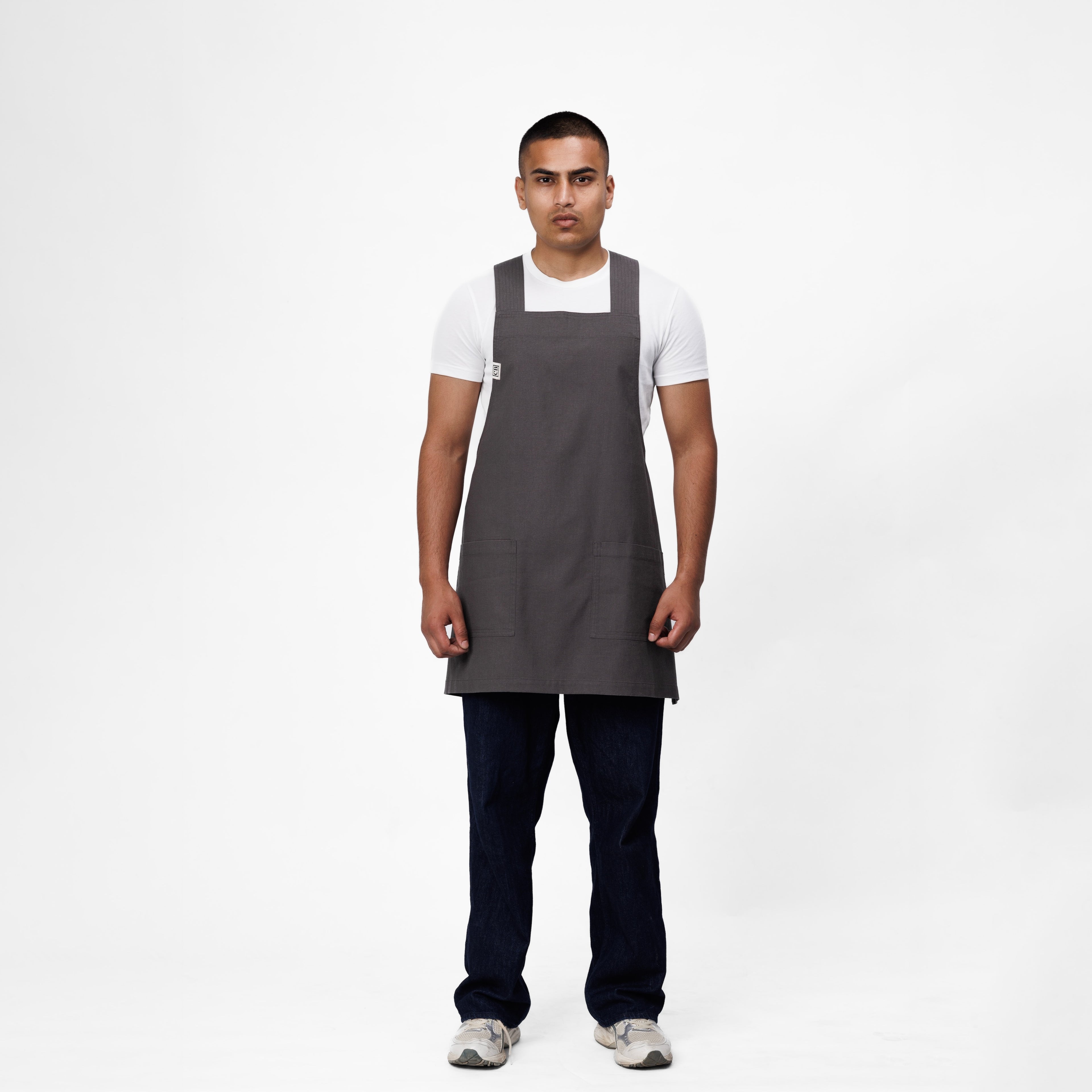Gray Linen Crossback Chore Apron