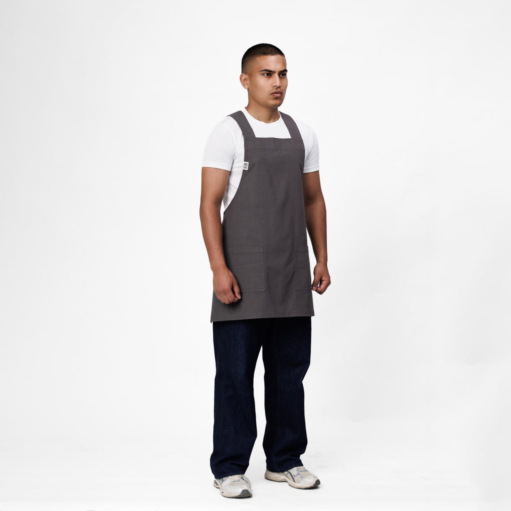 Gray Linen Crossback Chore Apron