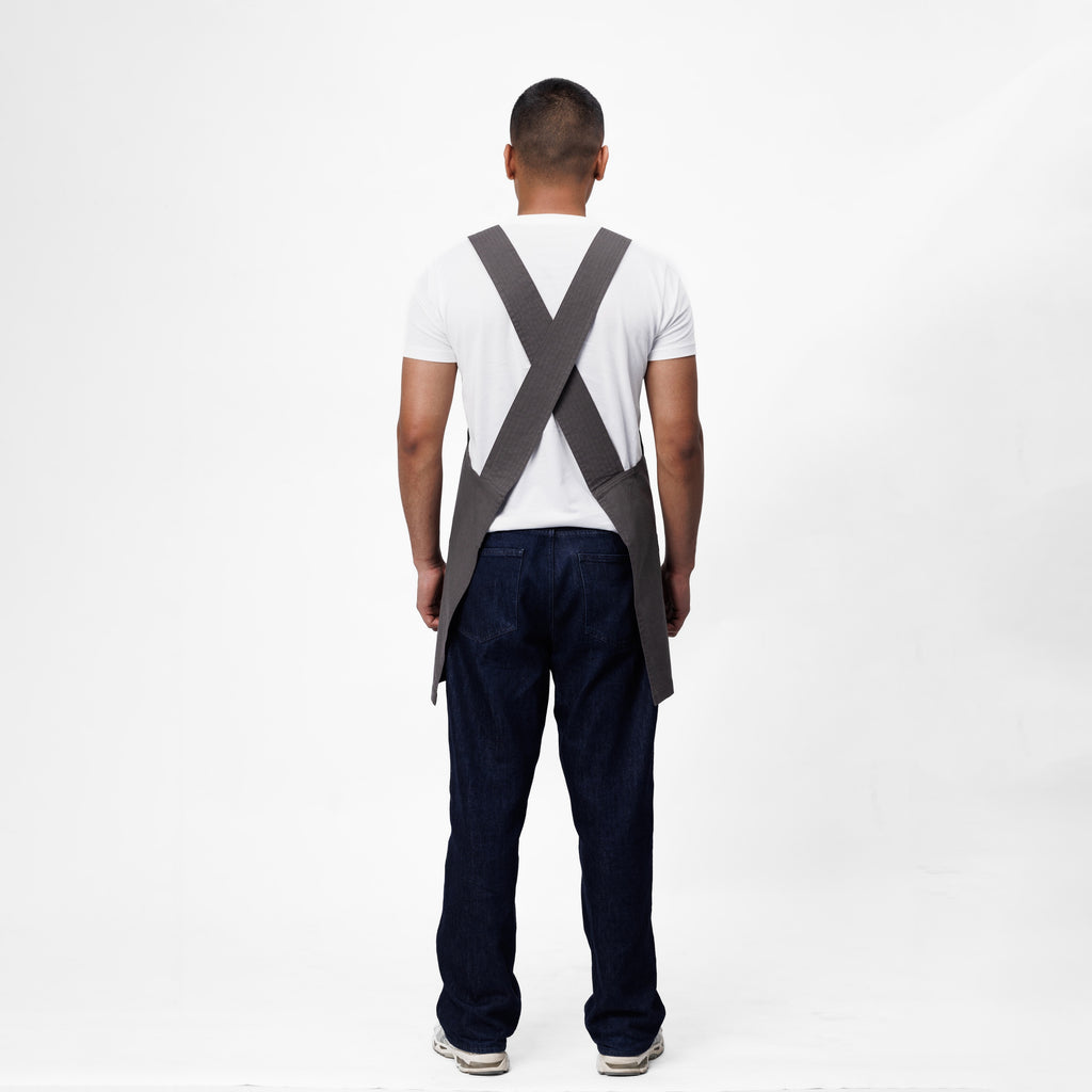 Gray Linen Crossback Chore Apron