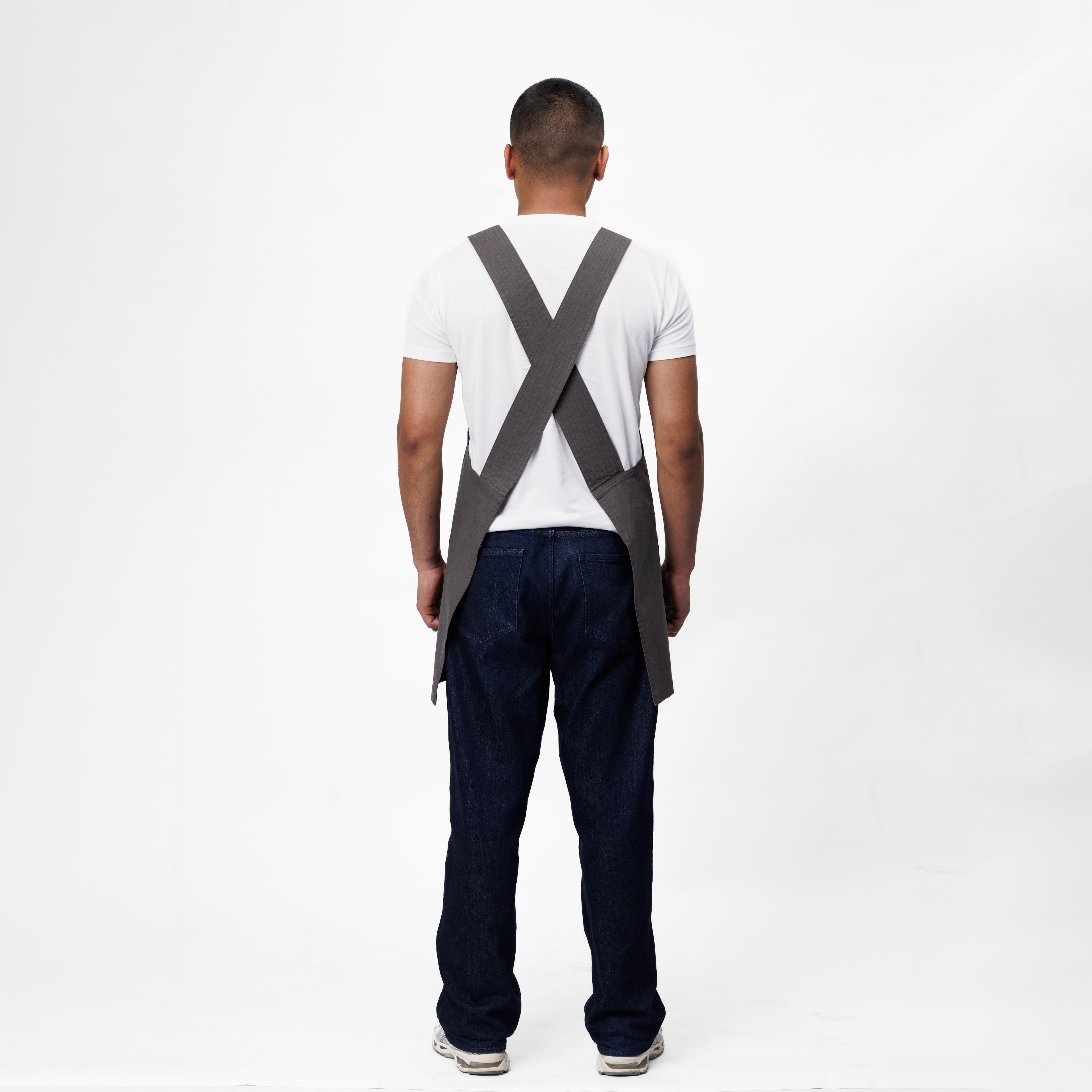 Gray Linen Crossback Chore Apron