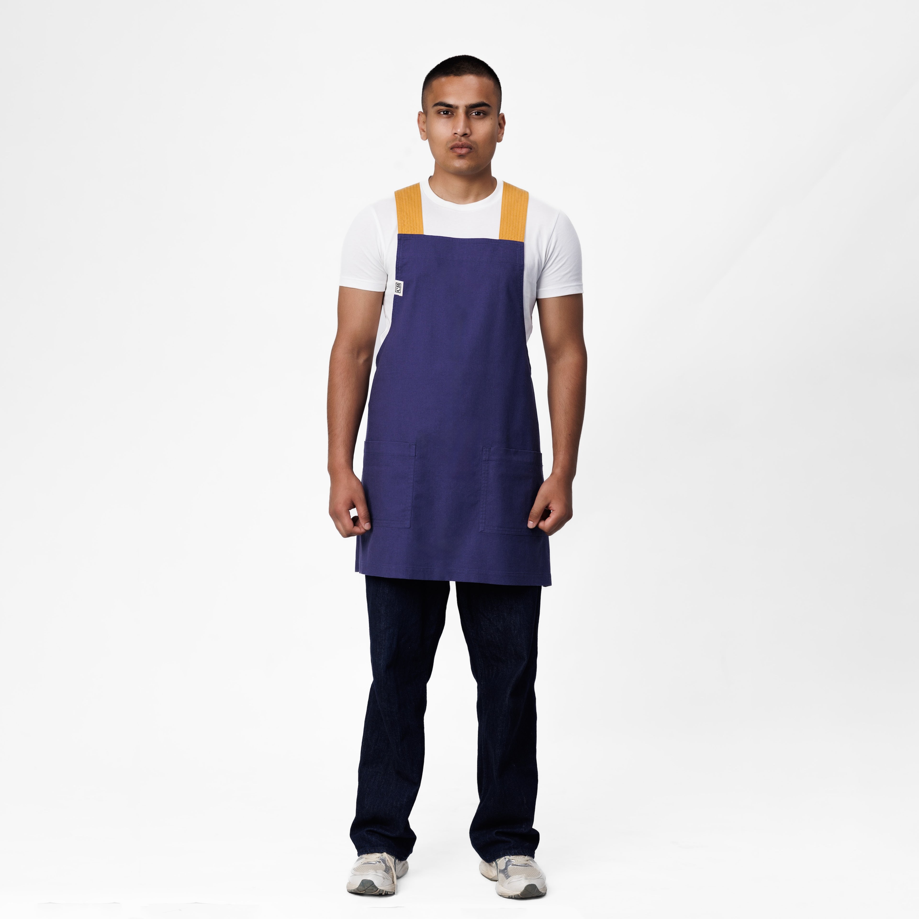 Purple & Yellow Linen Crossback Chore Apron