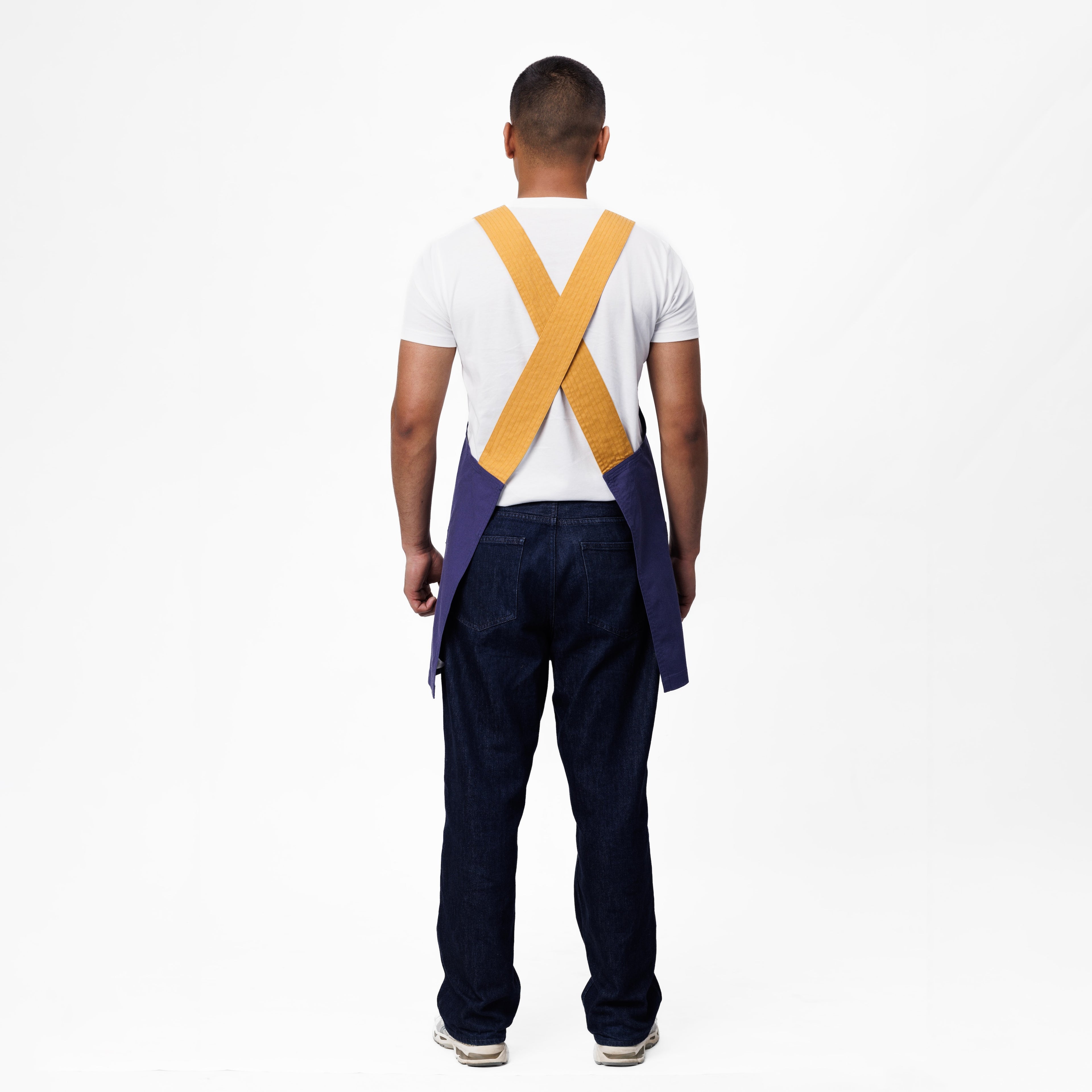 Purple & Yellow Linen Crossback Chore Apron