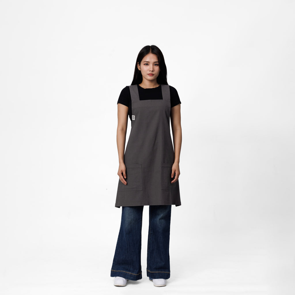 Gray Linen Crossback Chore Apron