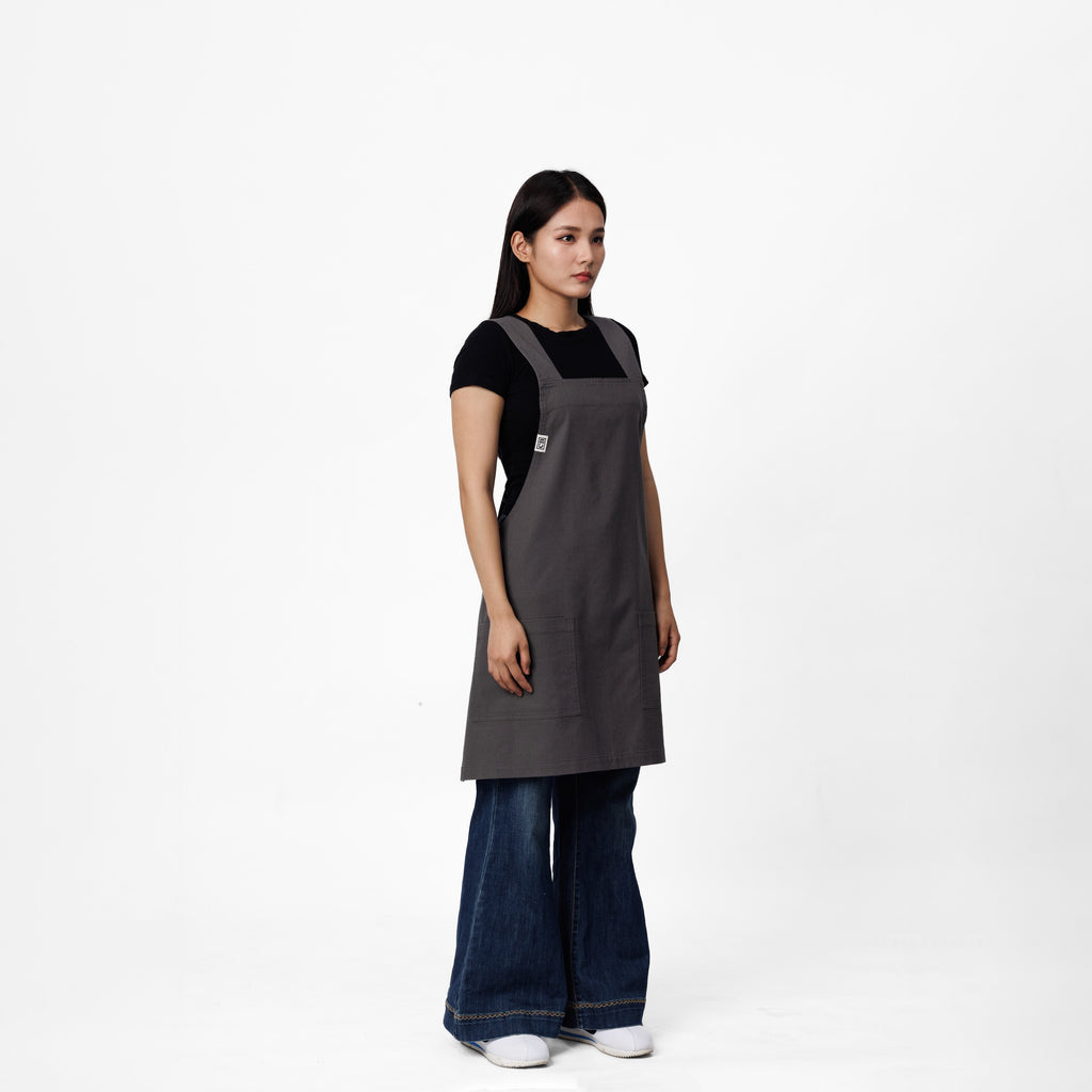 Gray Linen Crossback Chore Apron