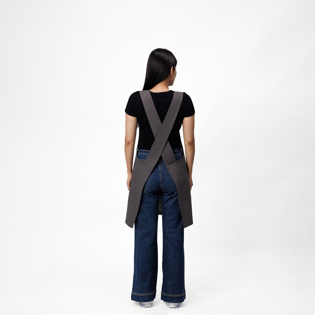 Gray Linen Crossback Chore Apron