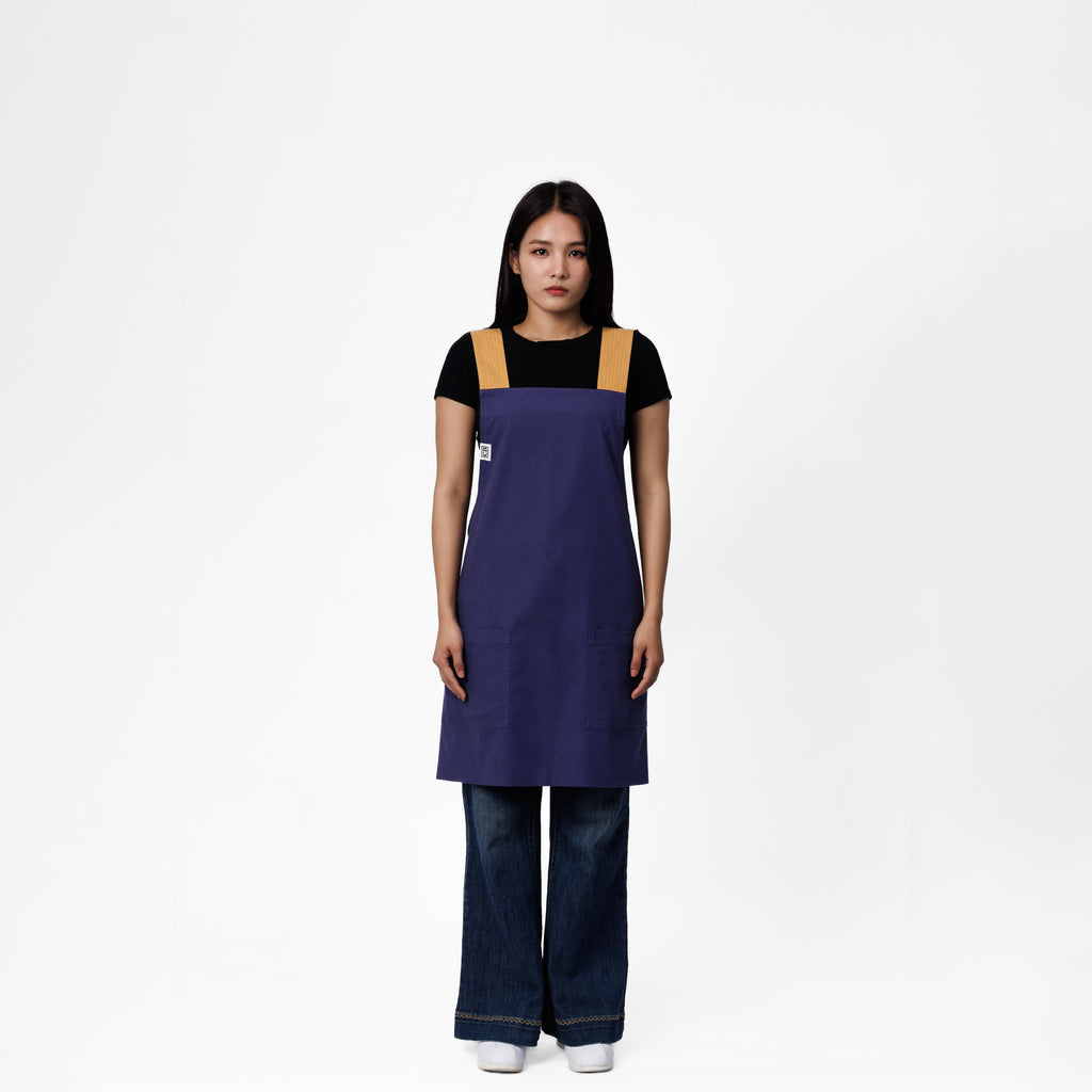 Purple & Yellow Linen Crossback Chore Apron