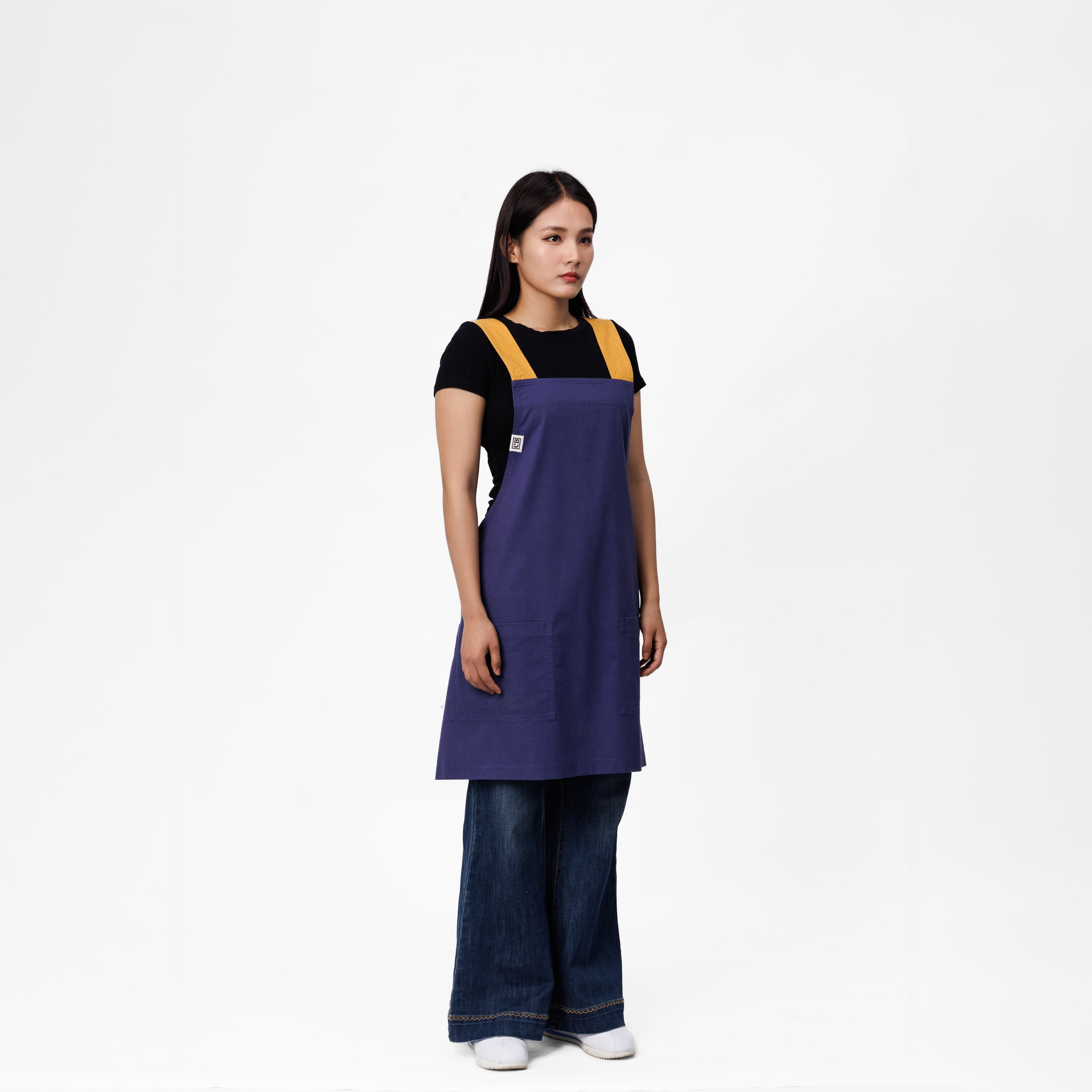 Purple & Yellow Linen Crossback Chore Apron