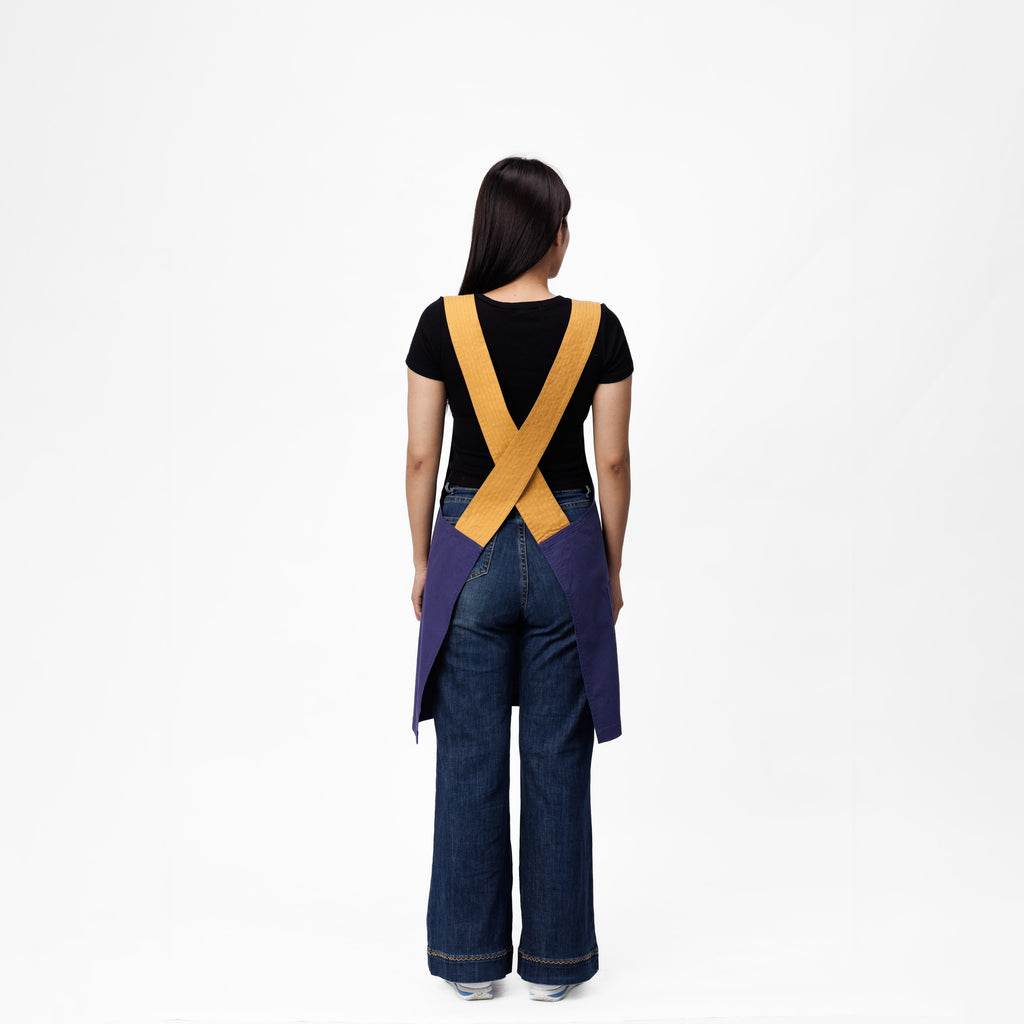 Purple & Yellow Linen Crossback Chore Apron