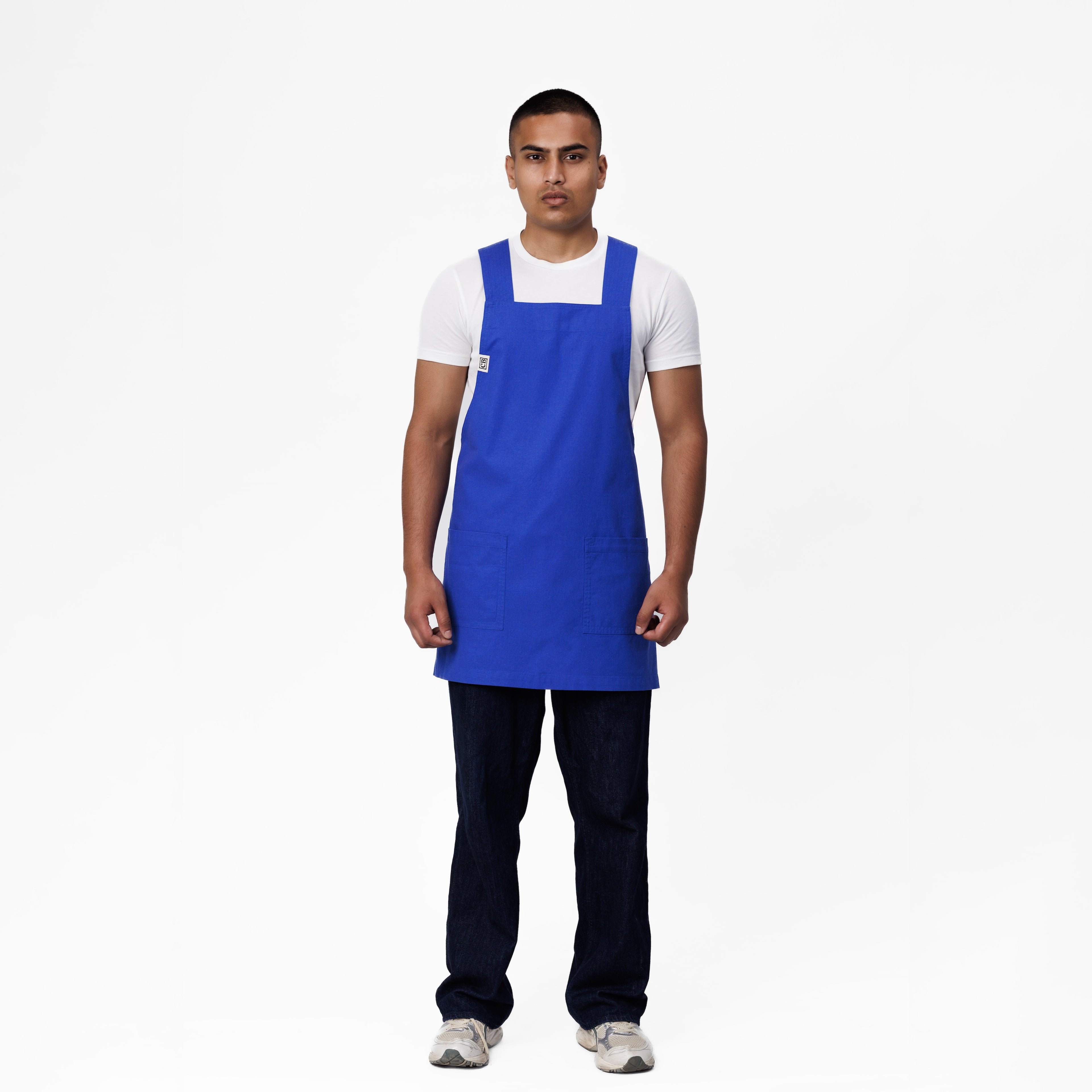 Blue Linen Crossback Chore Apron