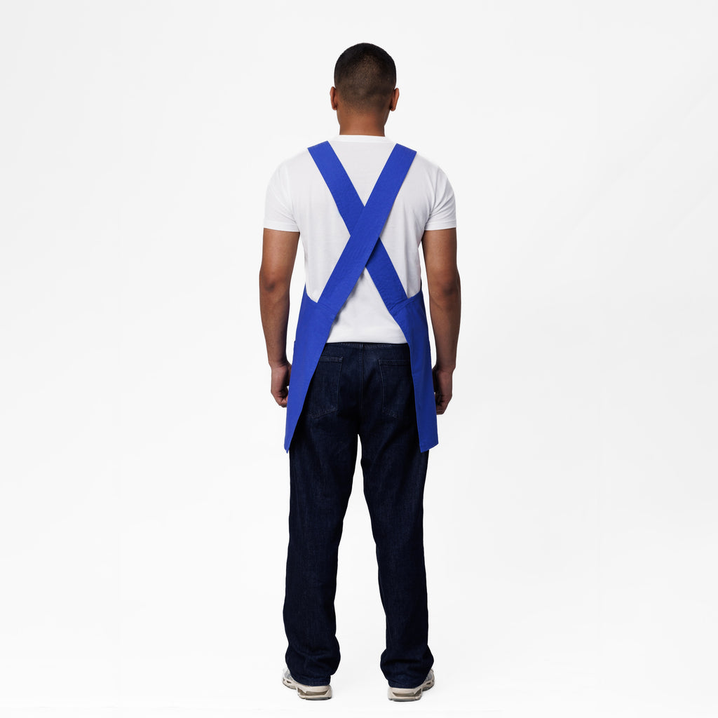 Blue Linen Crossback Chore Apron