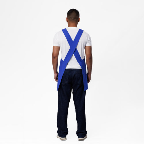 Blue Linen Crossback Chore Apron