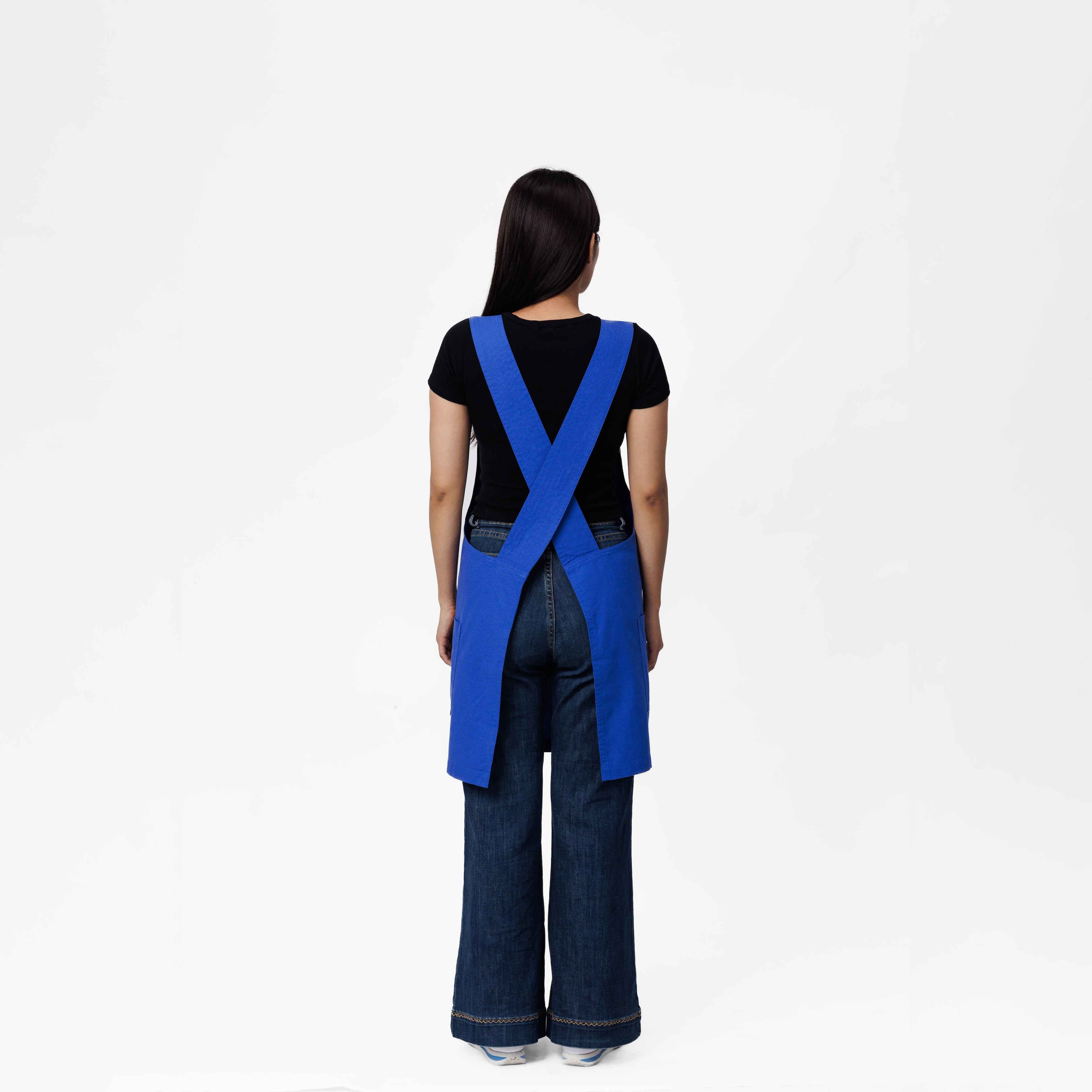 Blue Linen Crossback Chore Apron