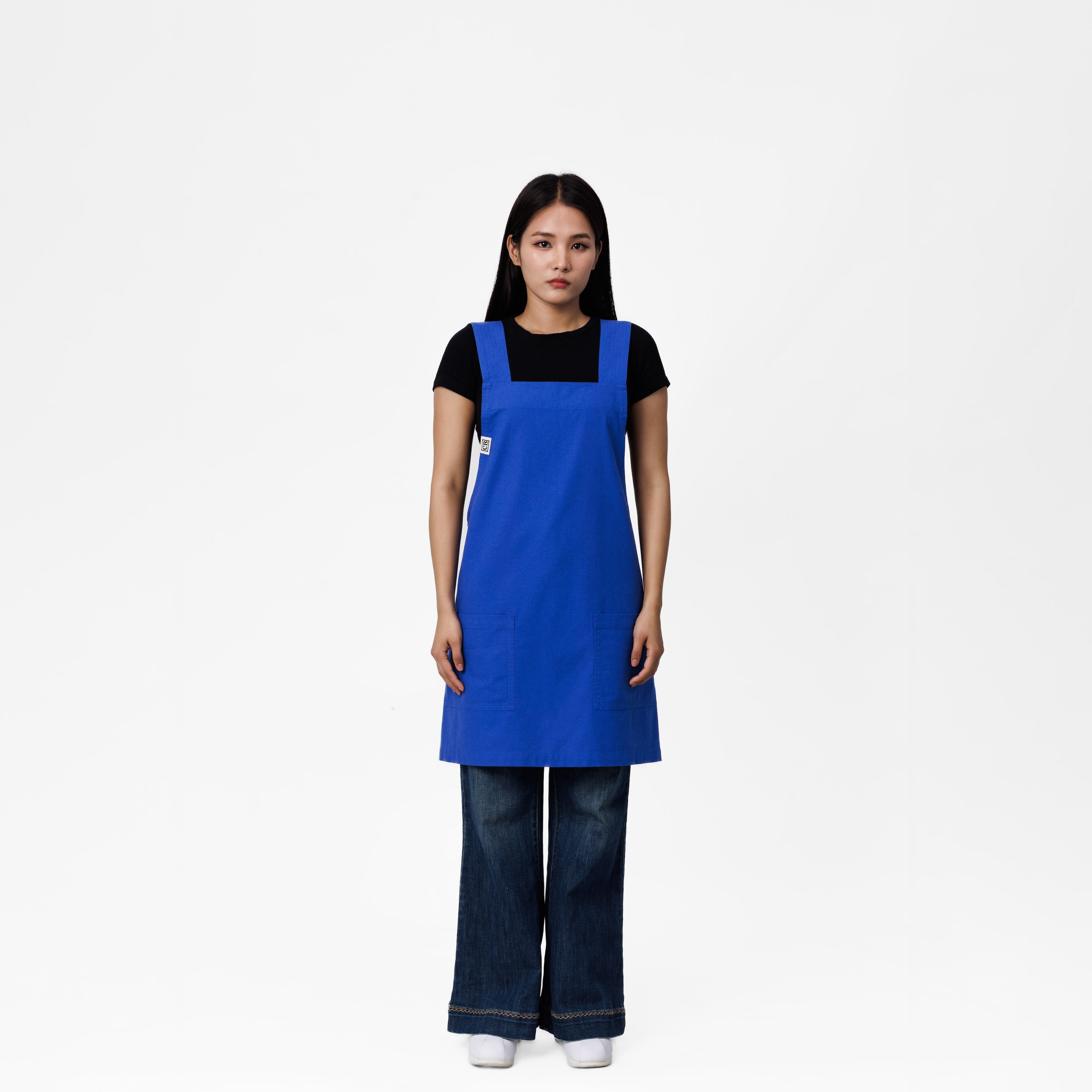 Blue Linen Crossback Chore Apron