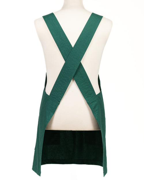 Green Linen Crossback Chore Apron