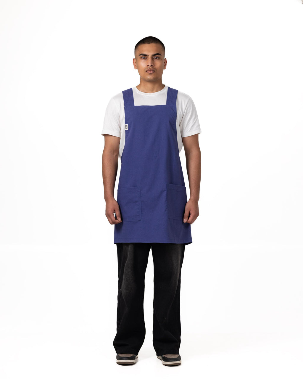 Navy Linen Crossback Chore Apron