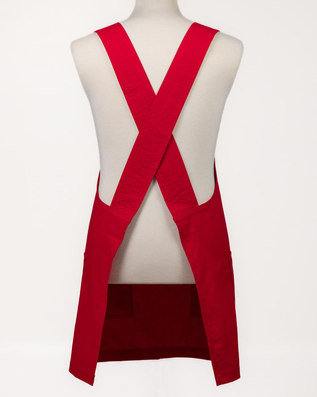 Red Linen Crossback Chore Apron