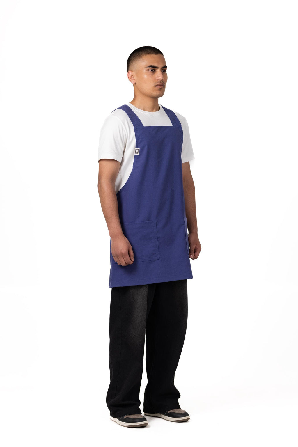 Navy Linen Crossback Chore Apron