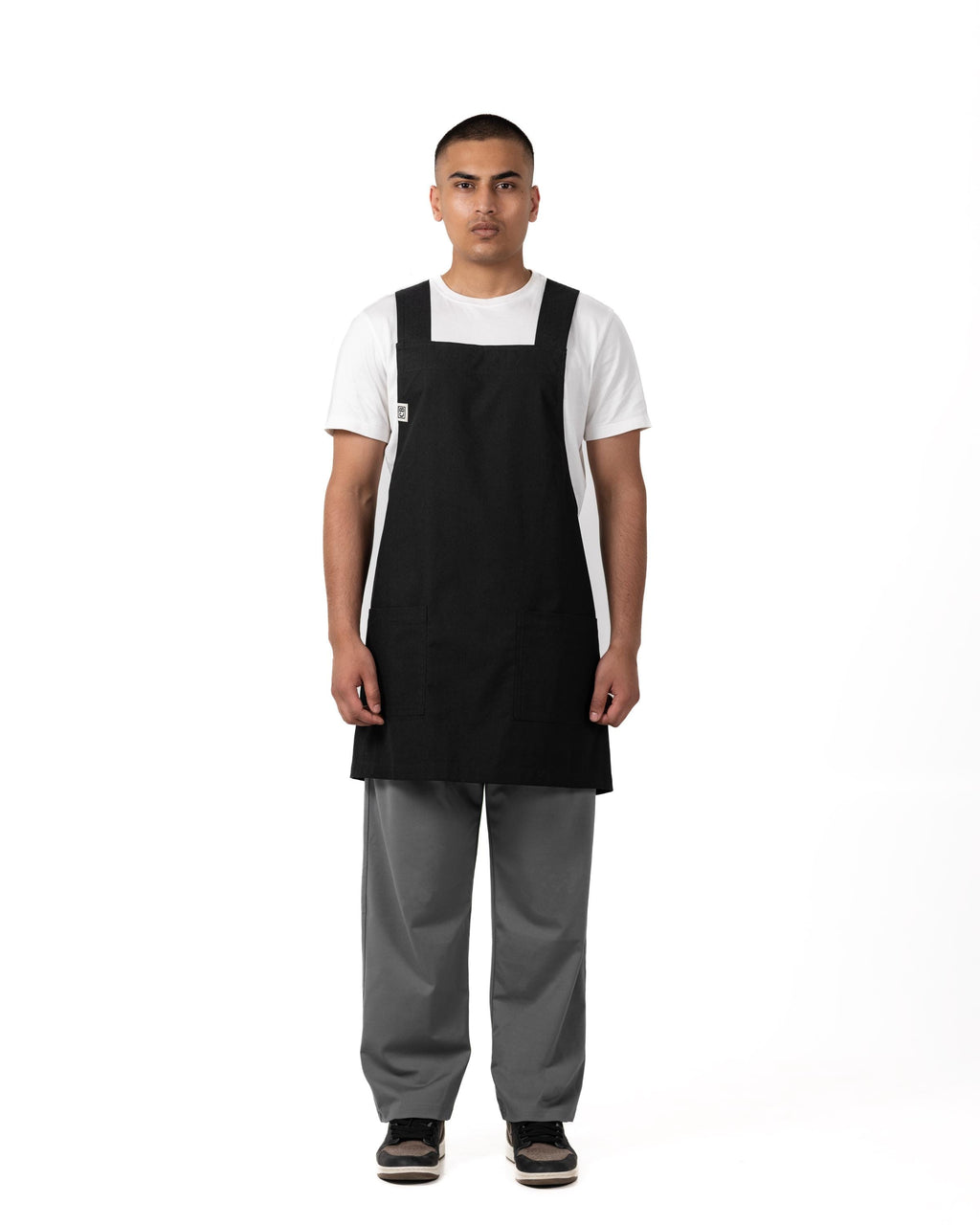 Black Linen Crossback Chore Apron