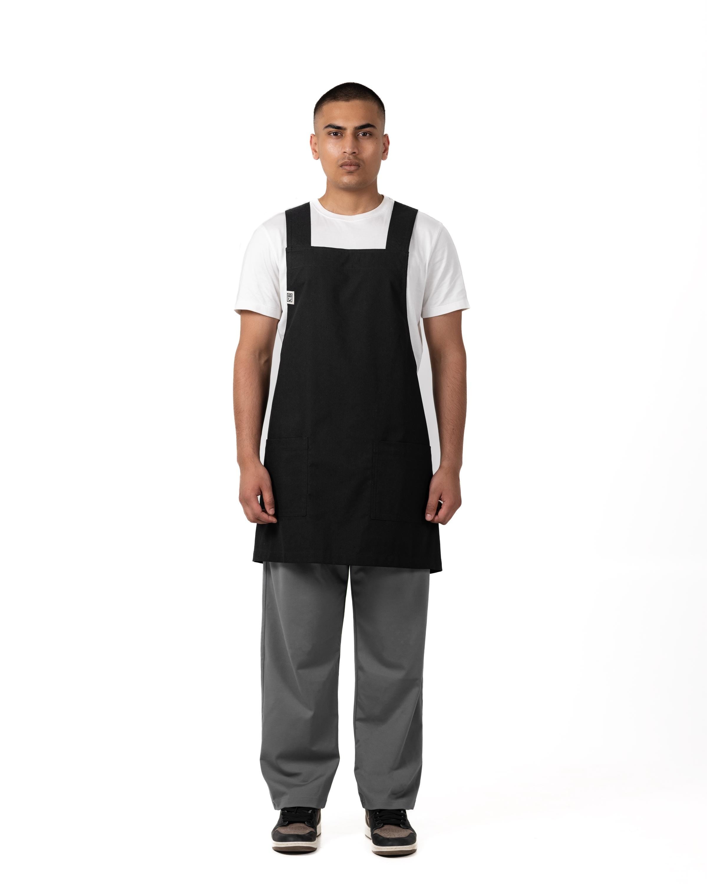 Black Linen Crossback Chore Apron