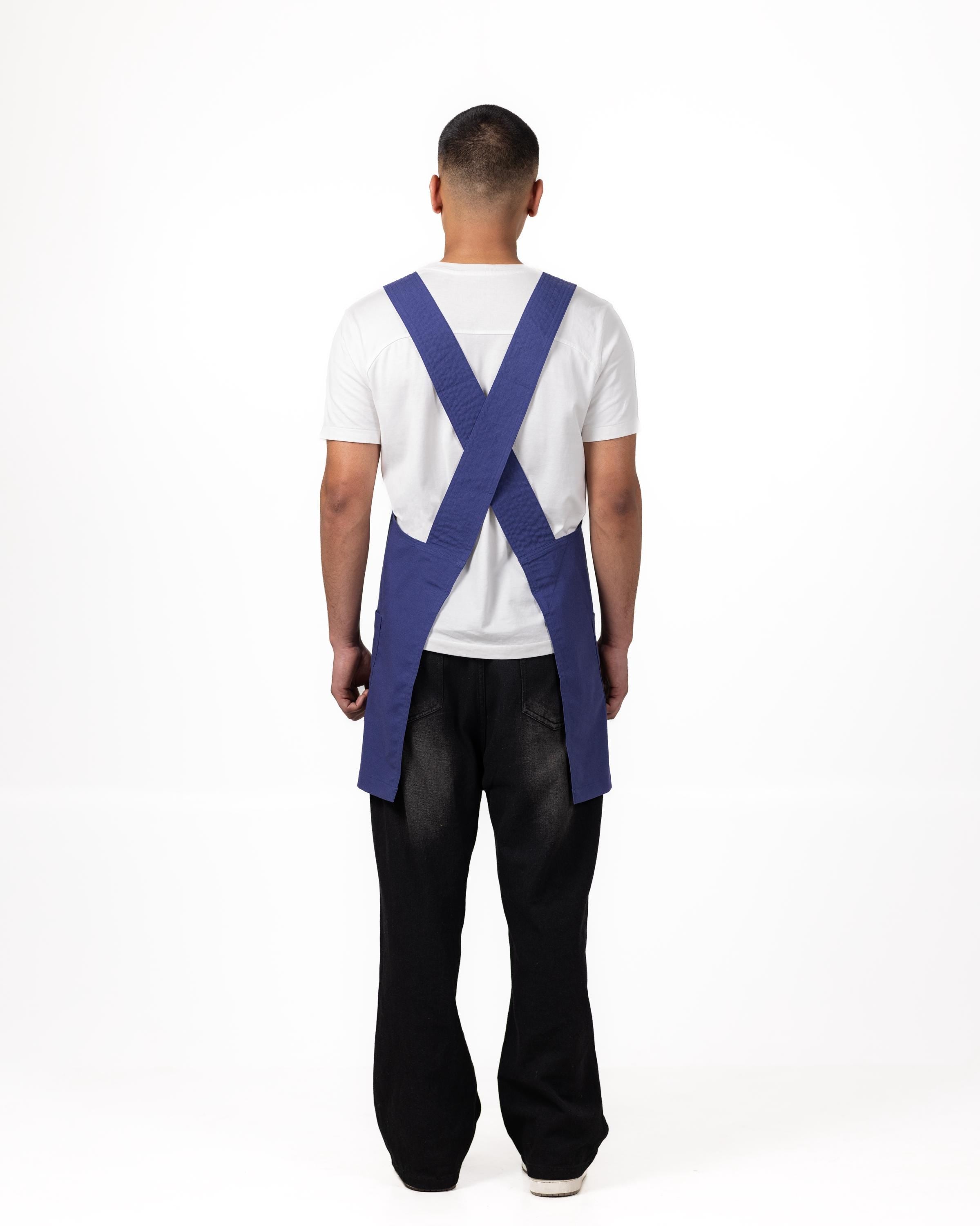 Navy Linen Crossback Chore Apron