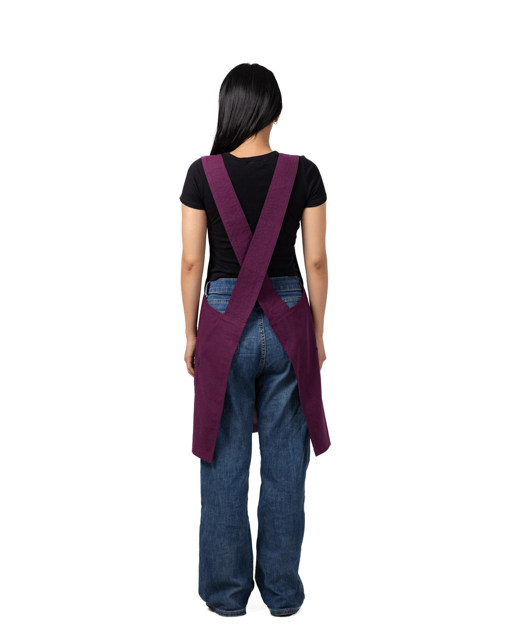 Maroon Linen Crossback Chore Apron