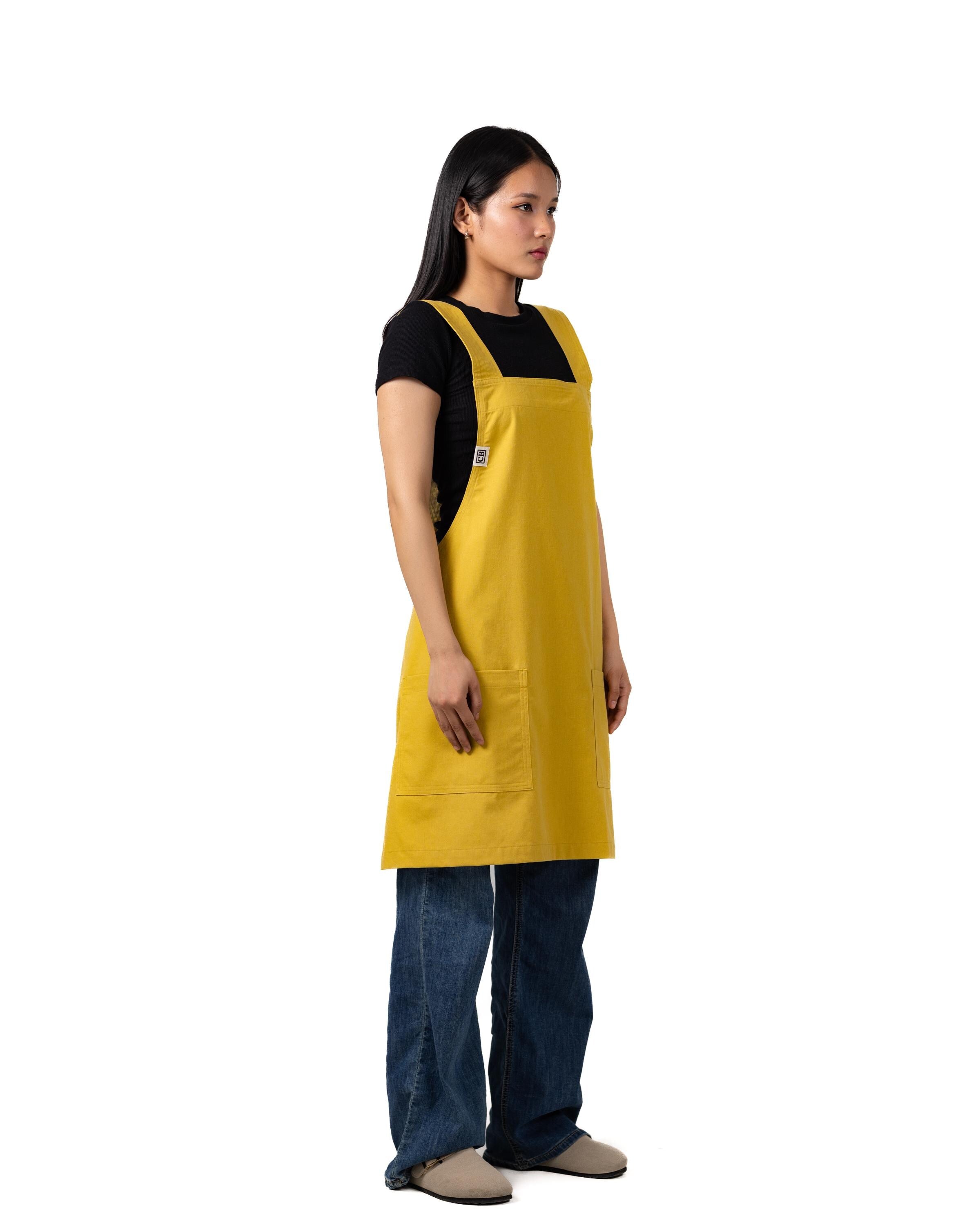 Mustard Linen Crossback Chore Apron