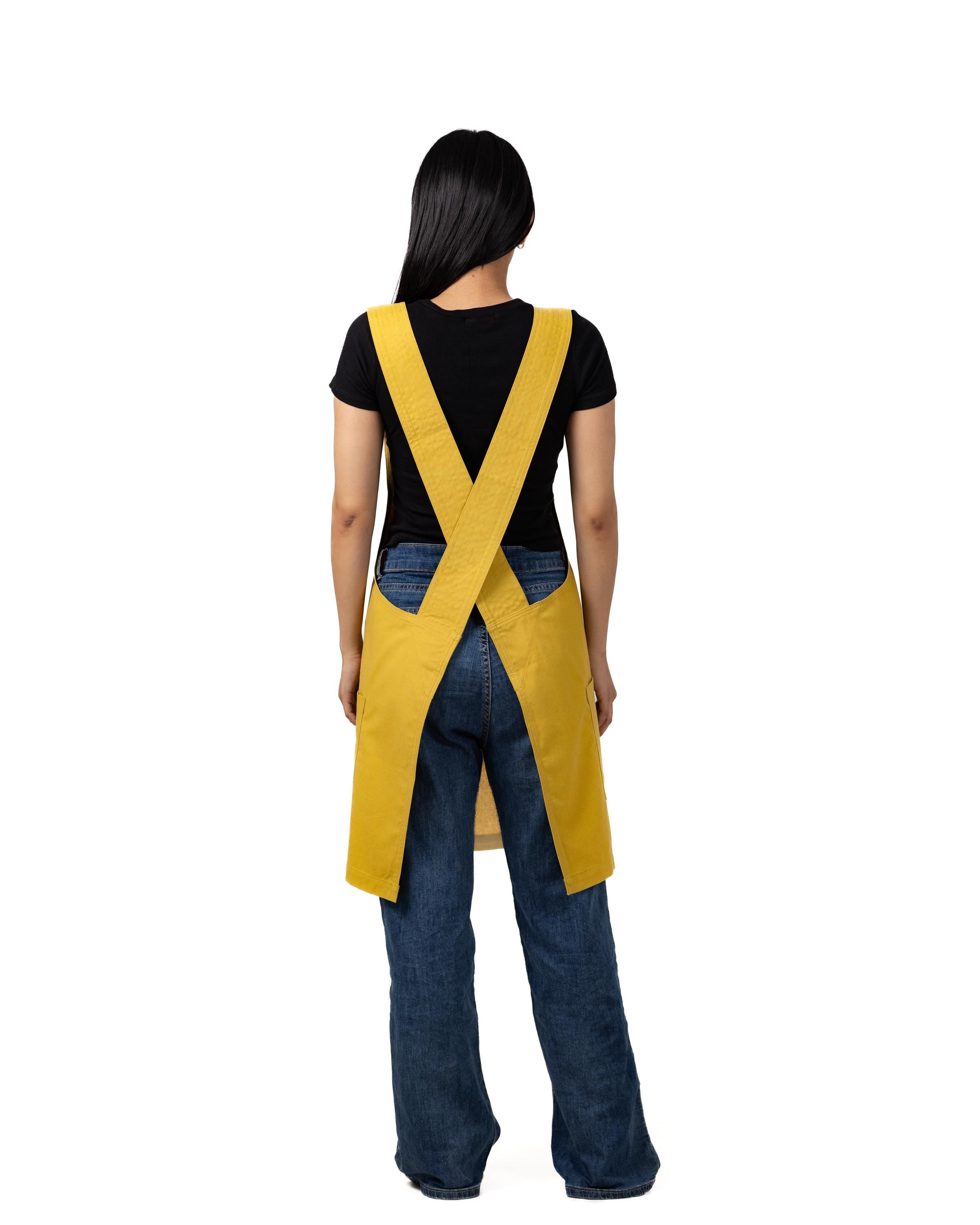Mustard Linen Crossback Chore Apron