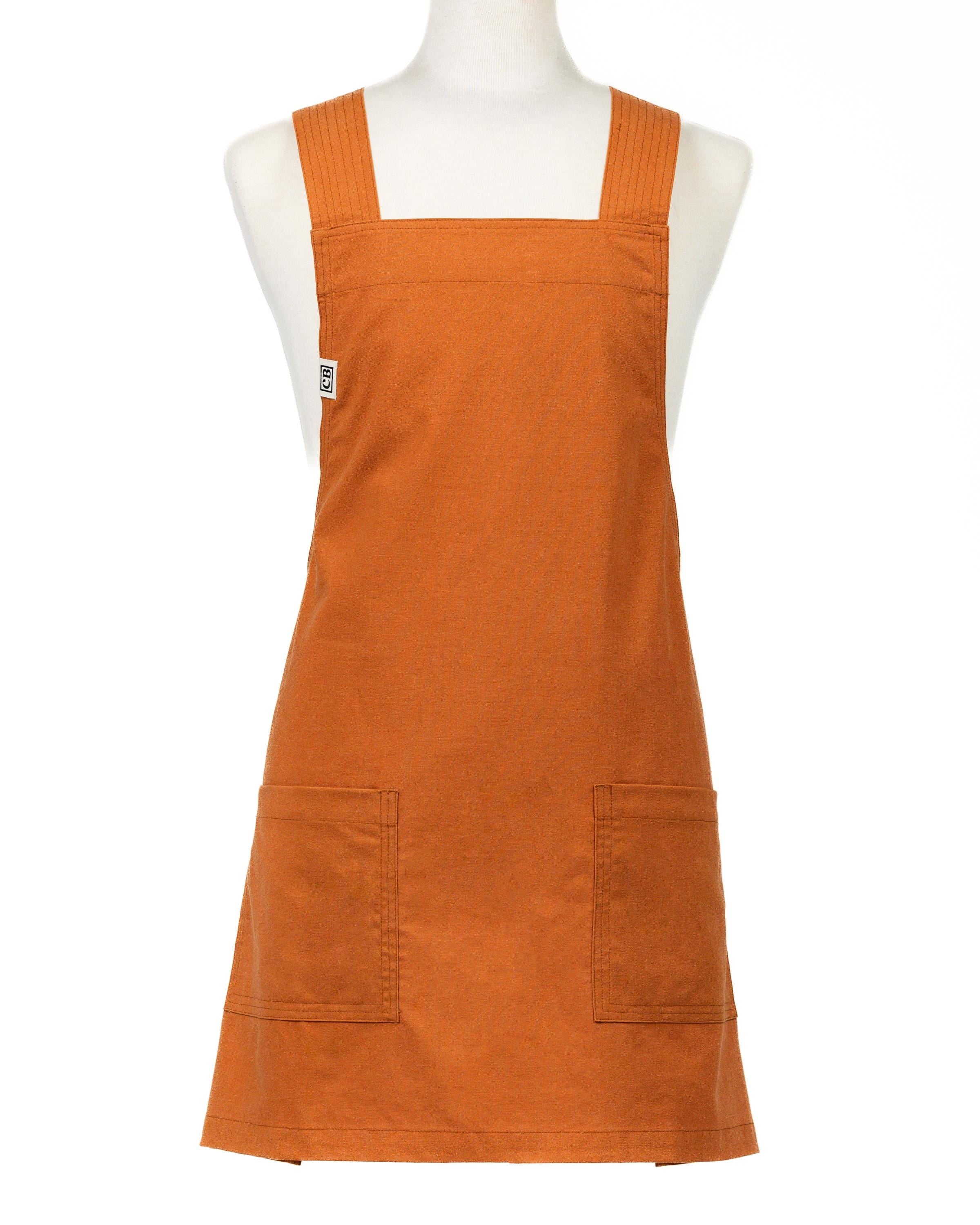 Burnt Orange Linen Crossback Chore Apron