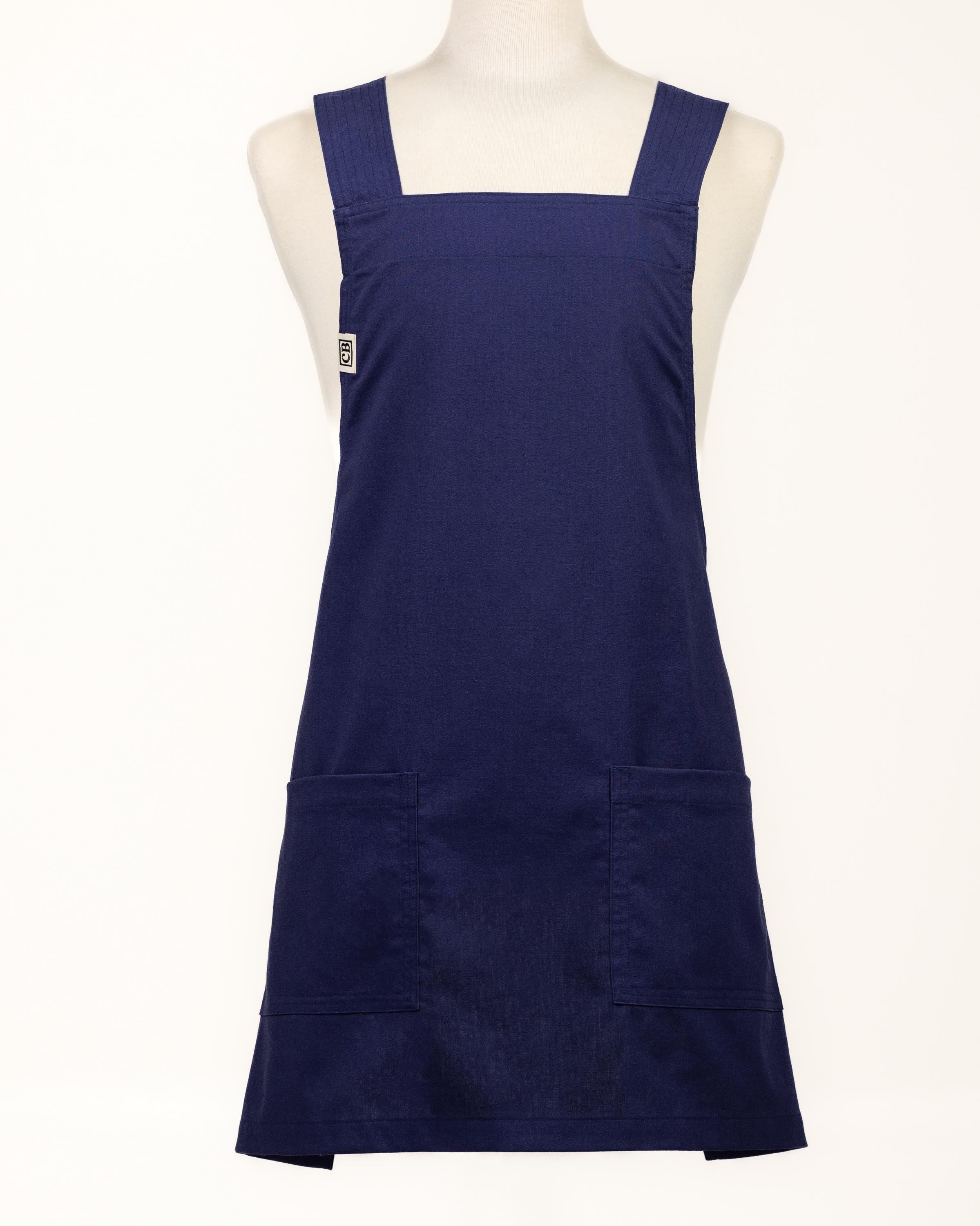 Navy Linen Crossback Chore Apron
