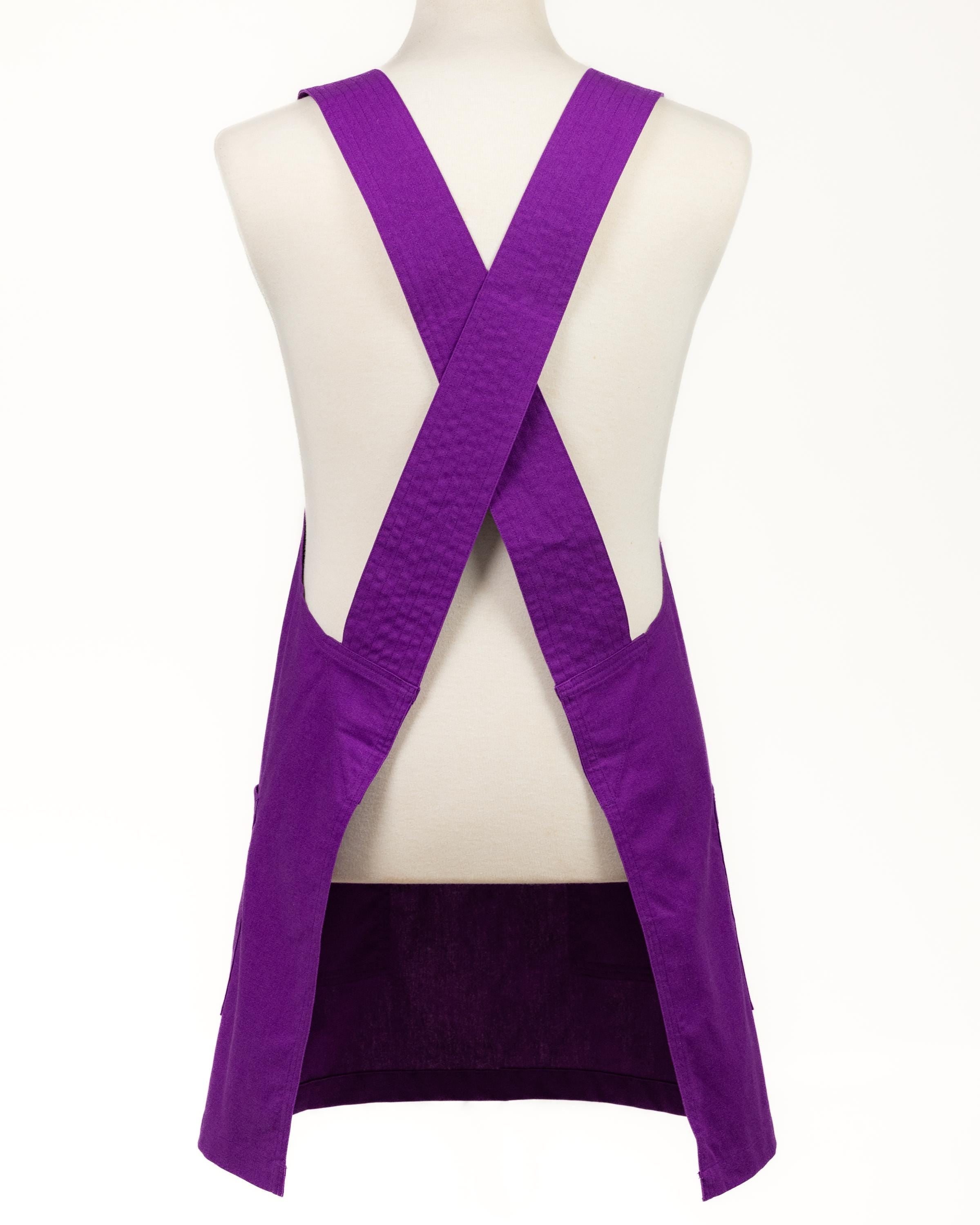 Purple Linen Crossback Chore Apron
