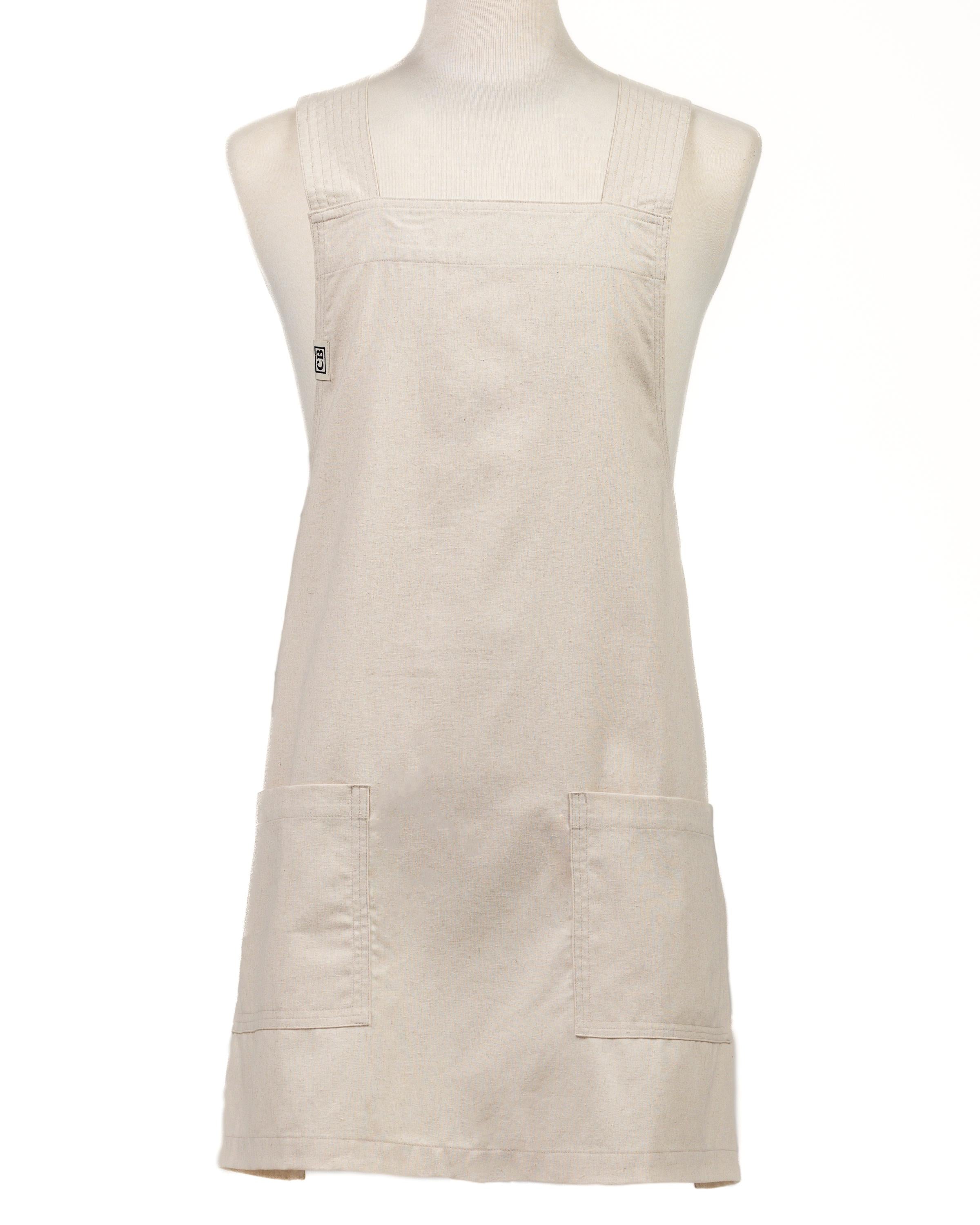 Cream Linen Crossback Chore Apron