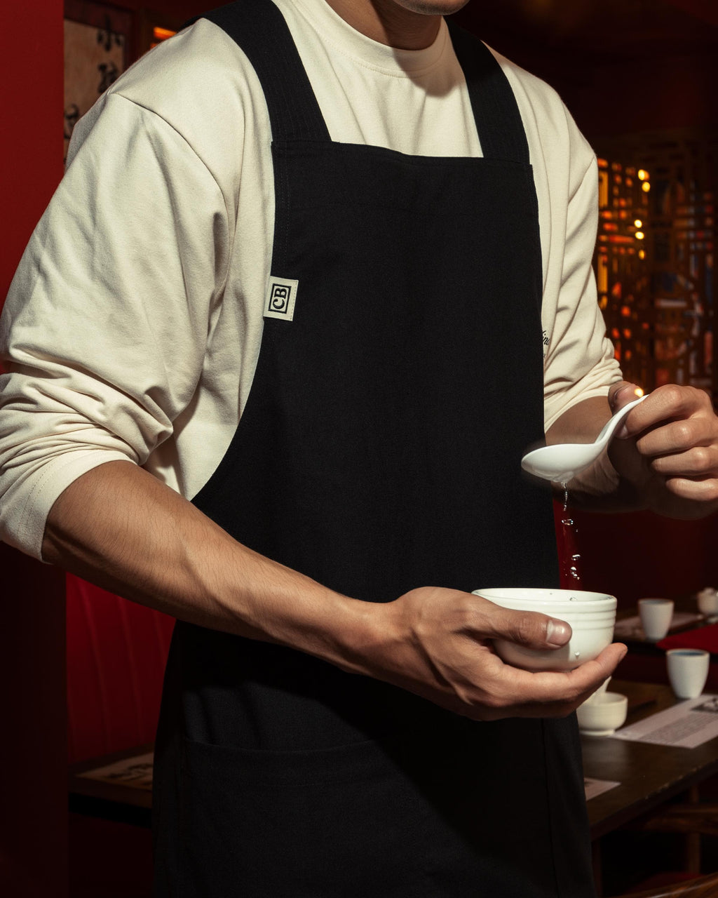 Black Linen Crossback Chore Apron