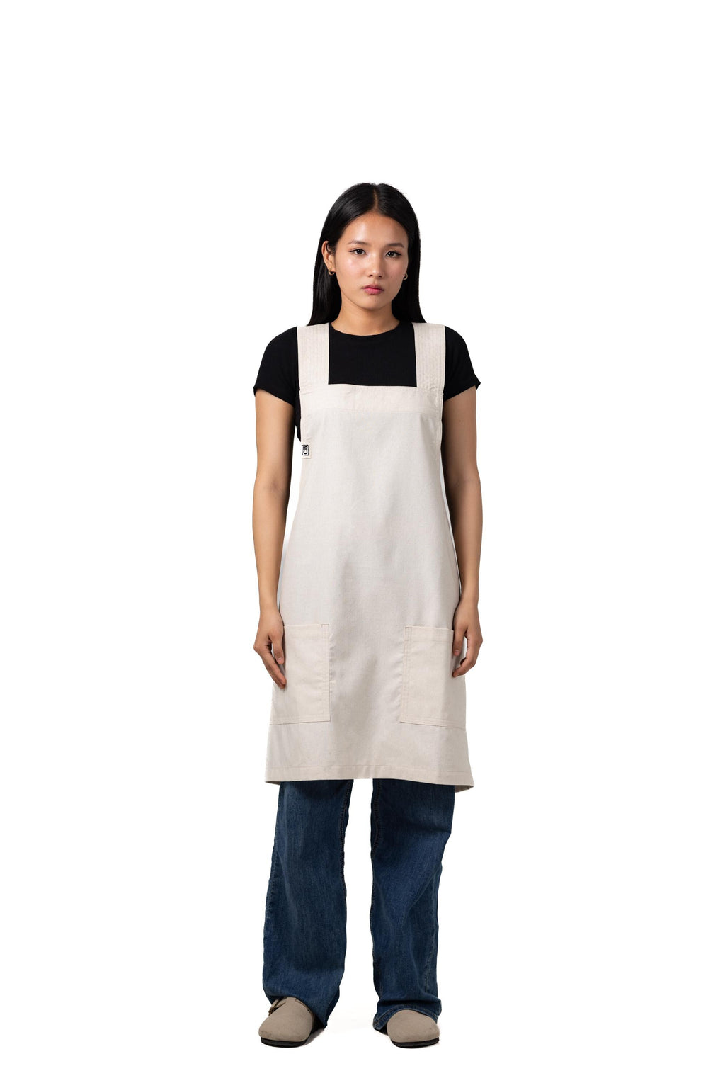 Cream Linen Crossback Chore Apron