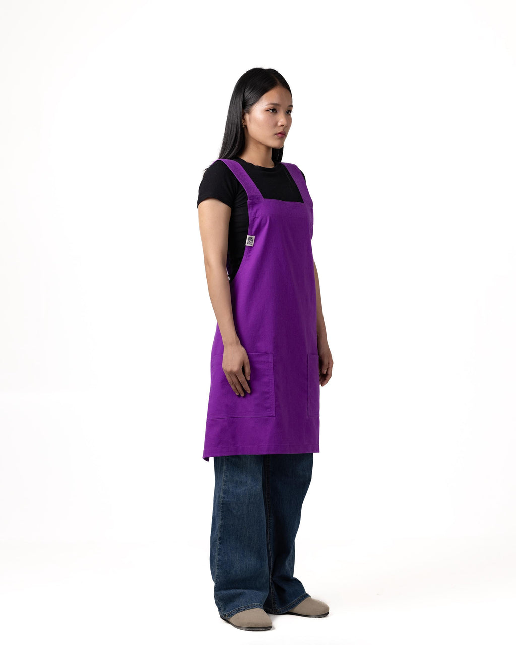Purple Linen Crossback Chore Apron