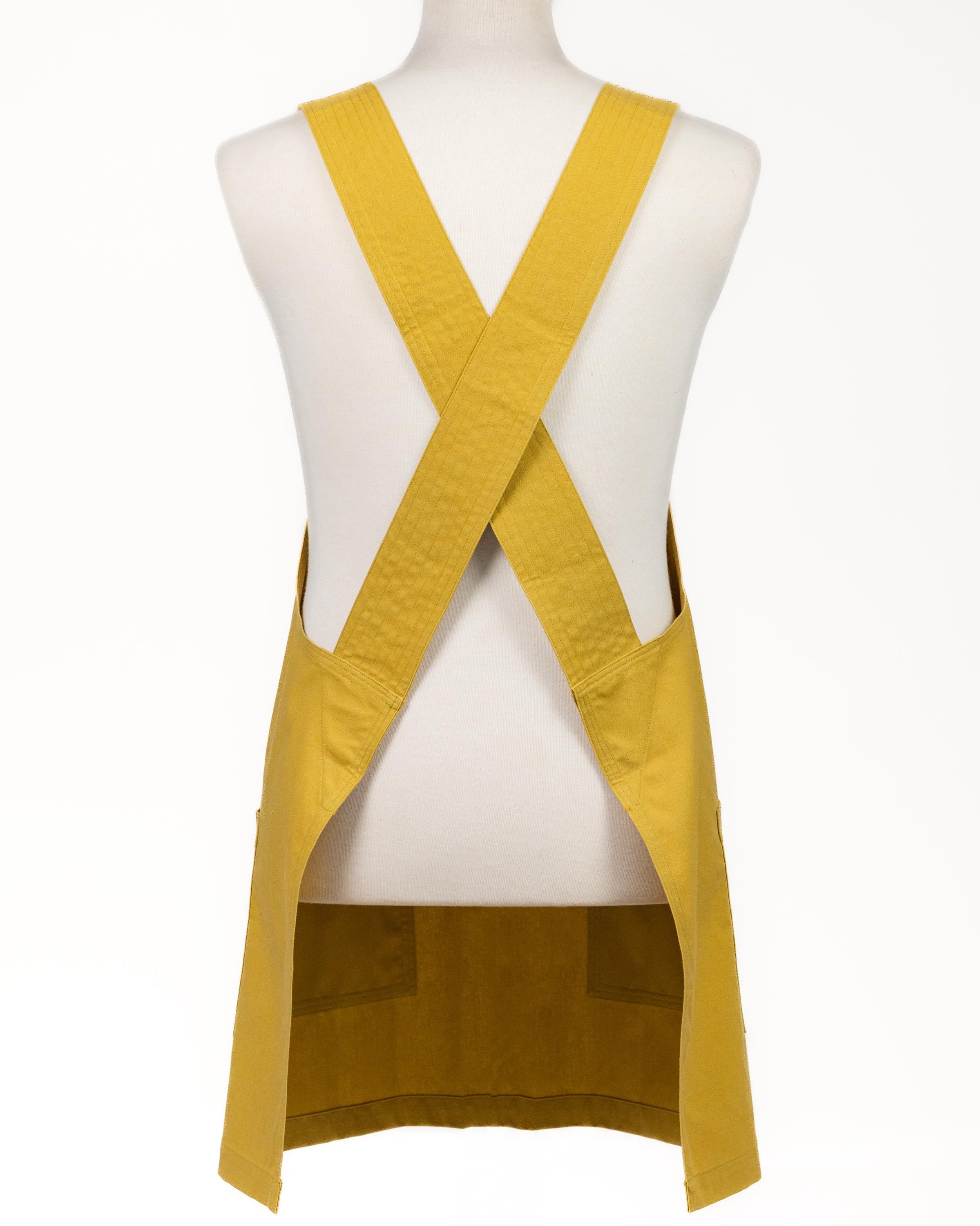 Mustard Linen Crossback Chore Apron