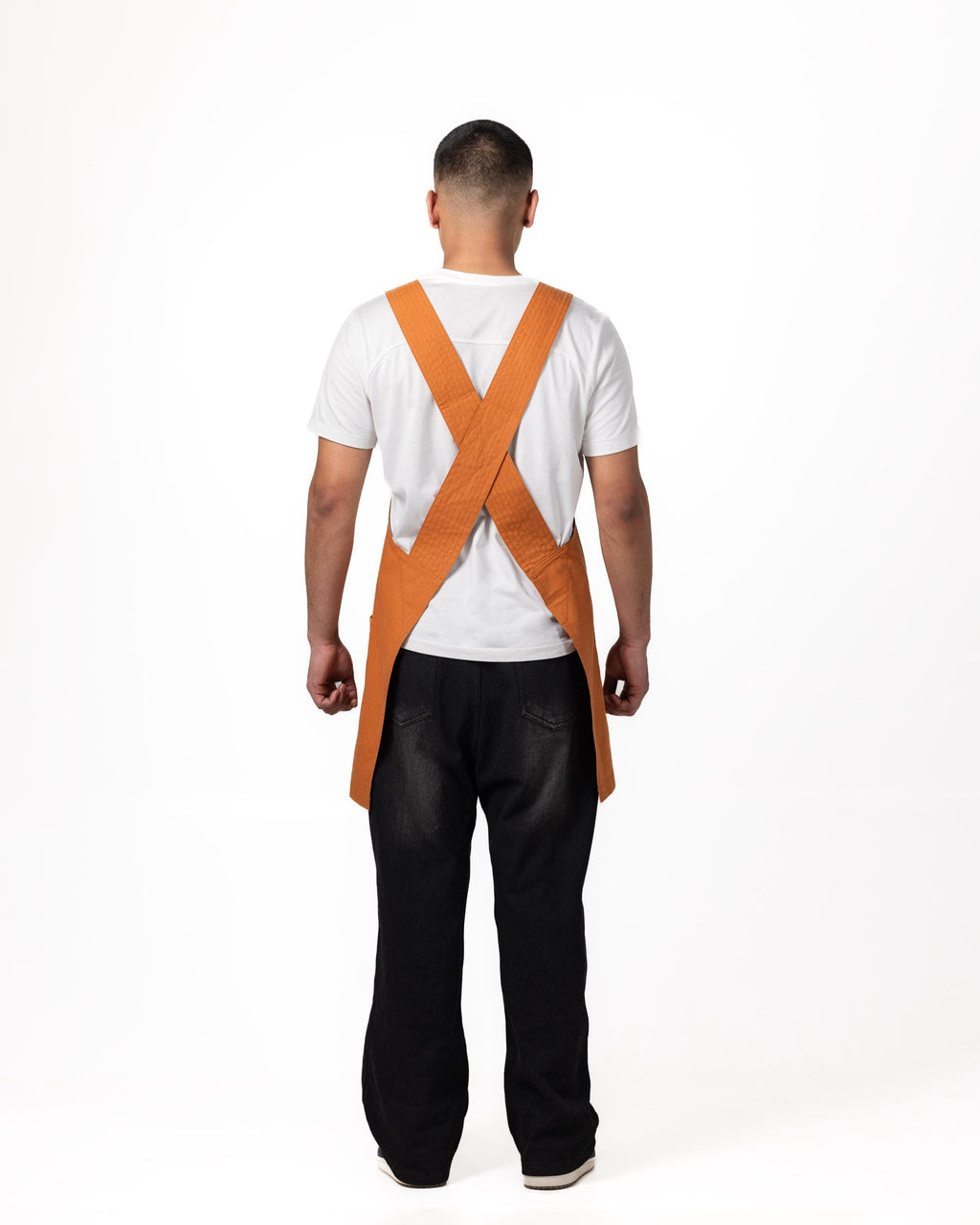 Burnt Orange Linen Crossback Chore Apron