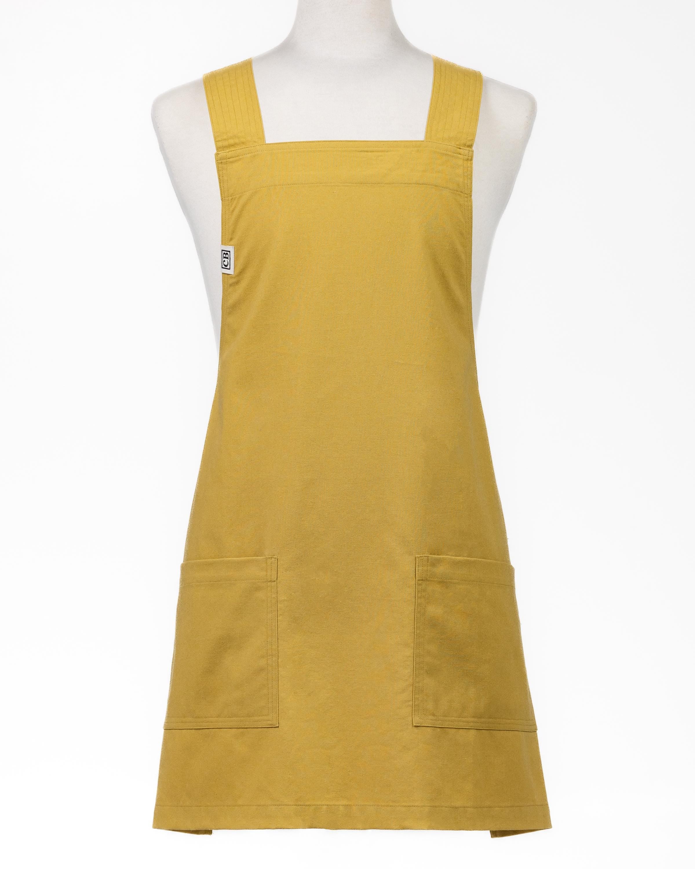 Mustard Linen Crossback Chore Apron
