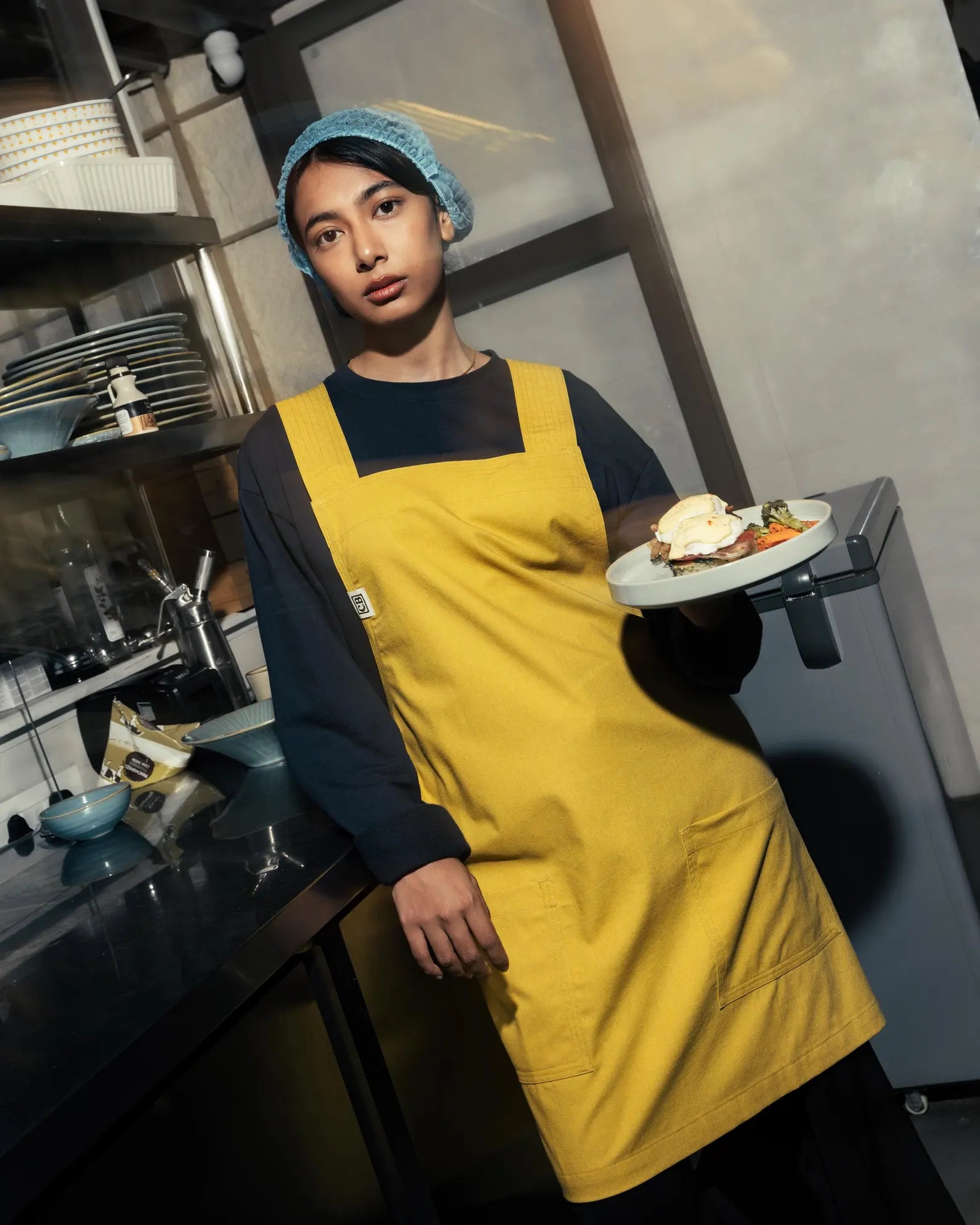 Mustard Linen Crossback Chore Apron